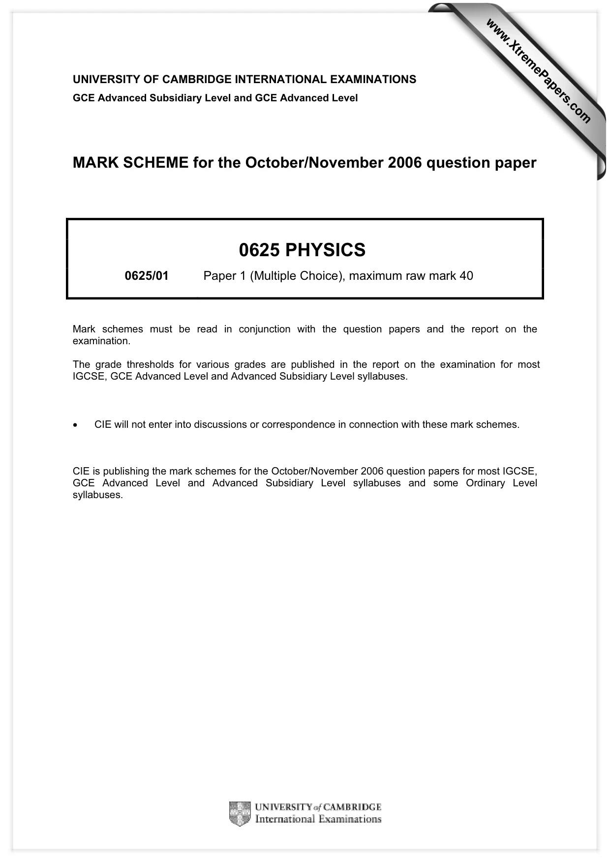 Mark scheme, page 1 of 2