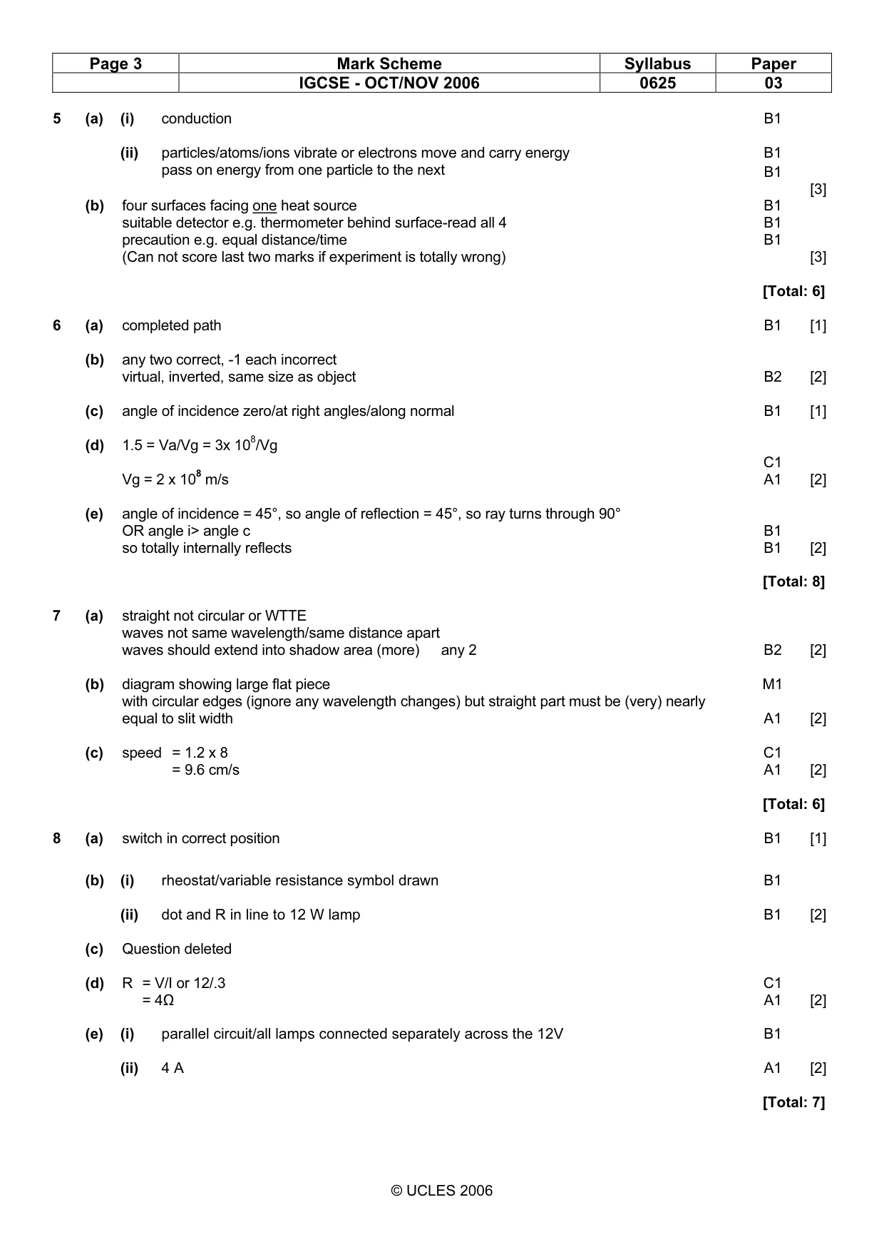 Mark scheme, page 3 of 4