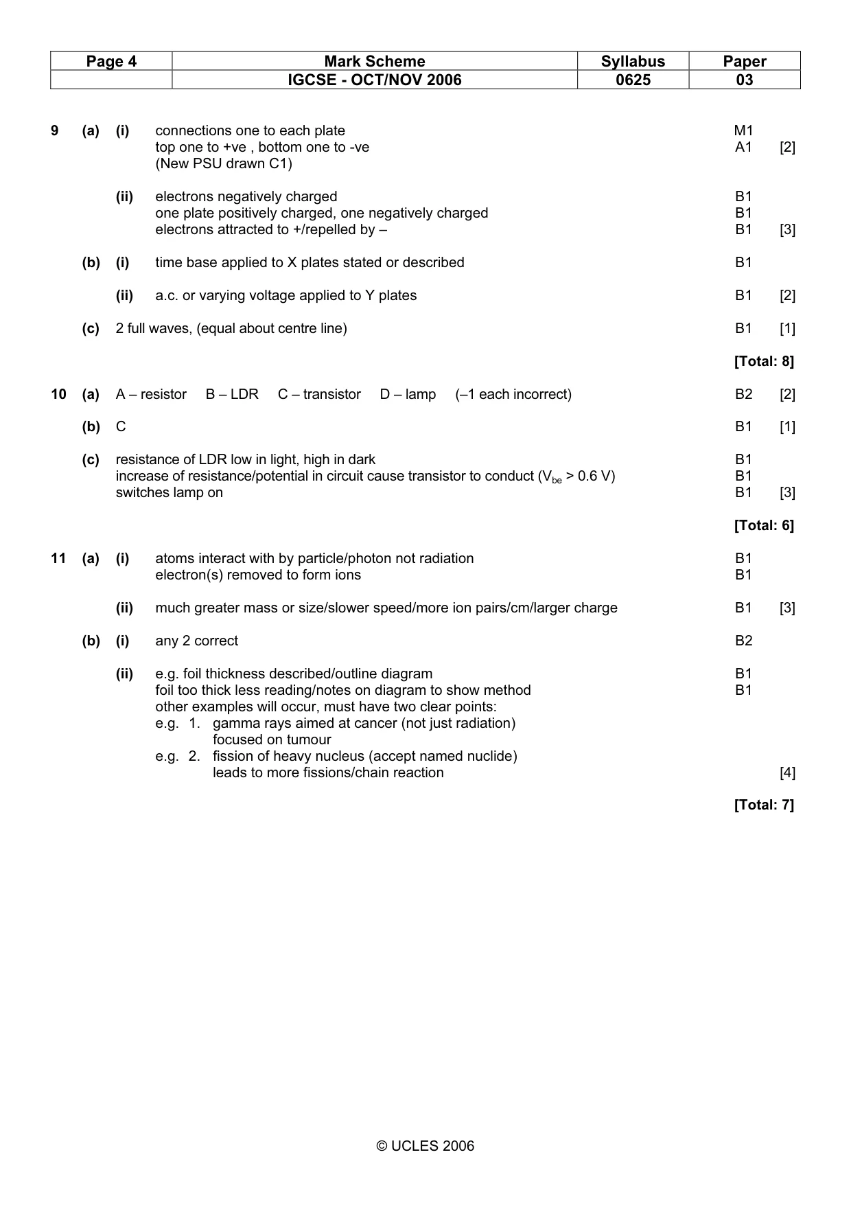Mark scheme, page 4 of 4