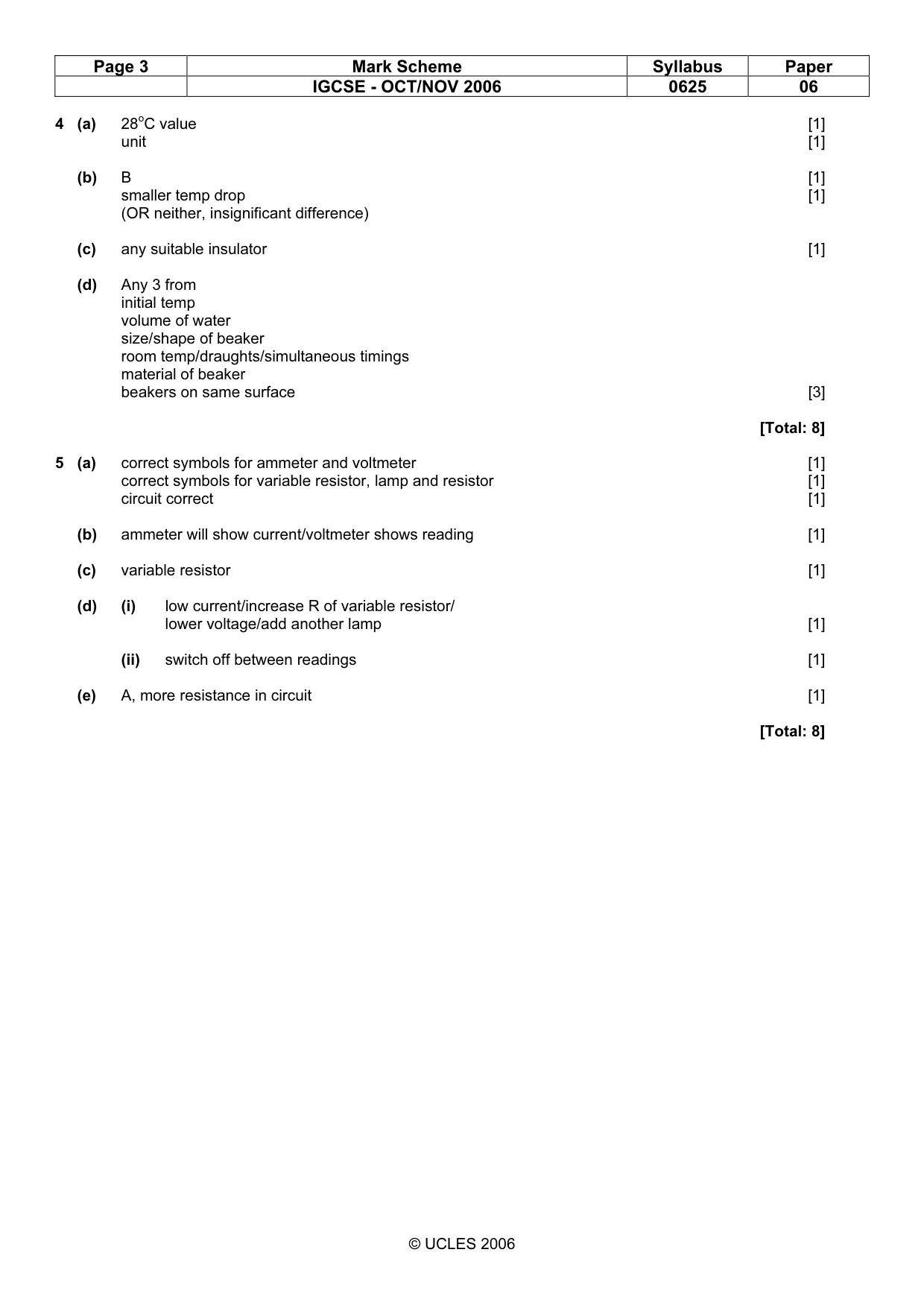 Mark scheme, page 3 of 3