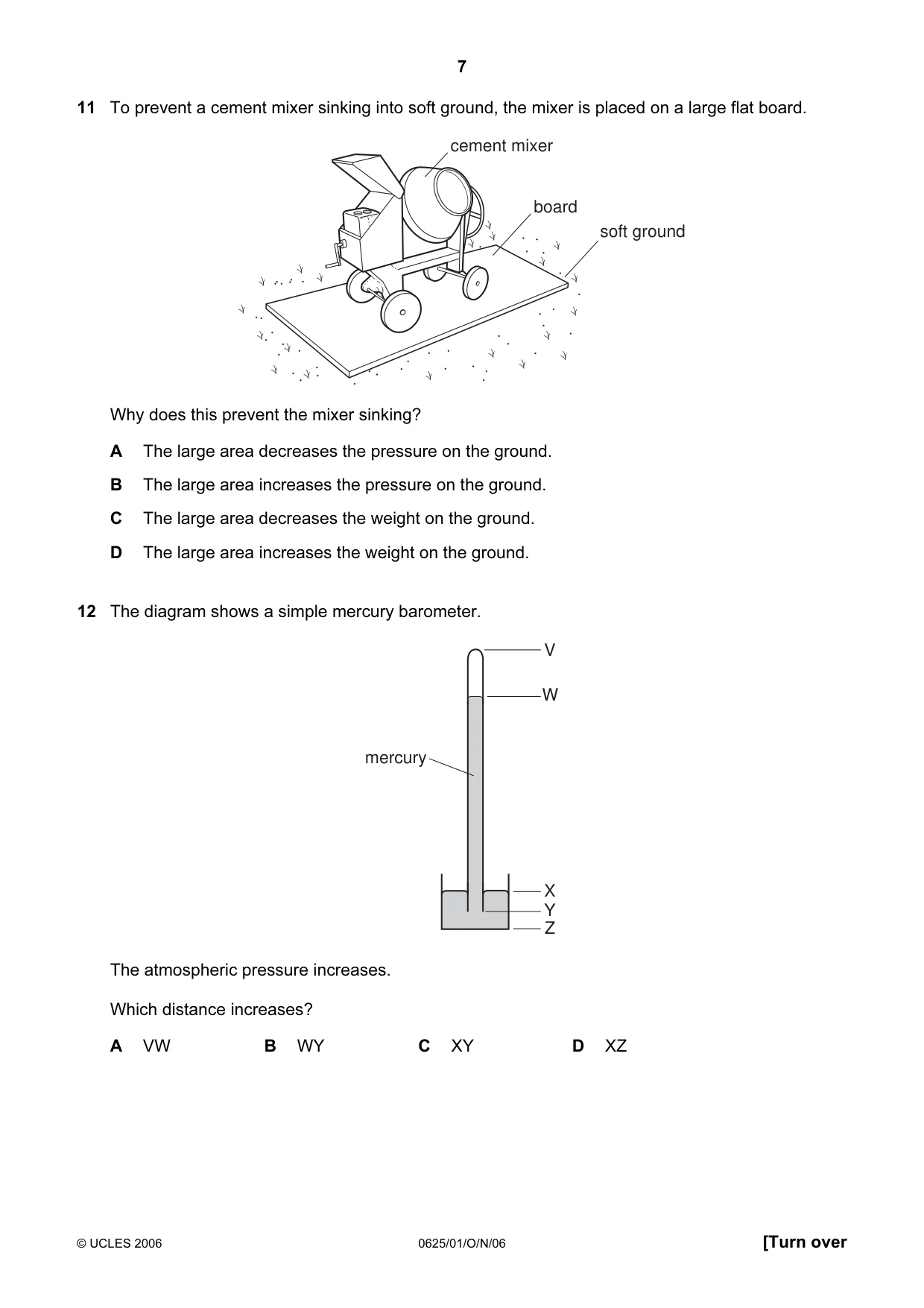 Cambridge IGCSE Physics 0625 2006 Oct/Nov Paper 1 · Variant 1 question paper, page 7 of 20