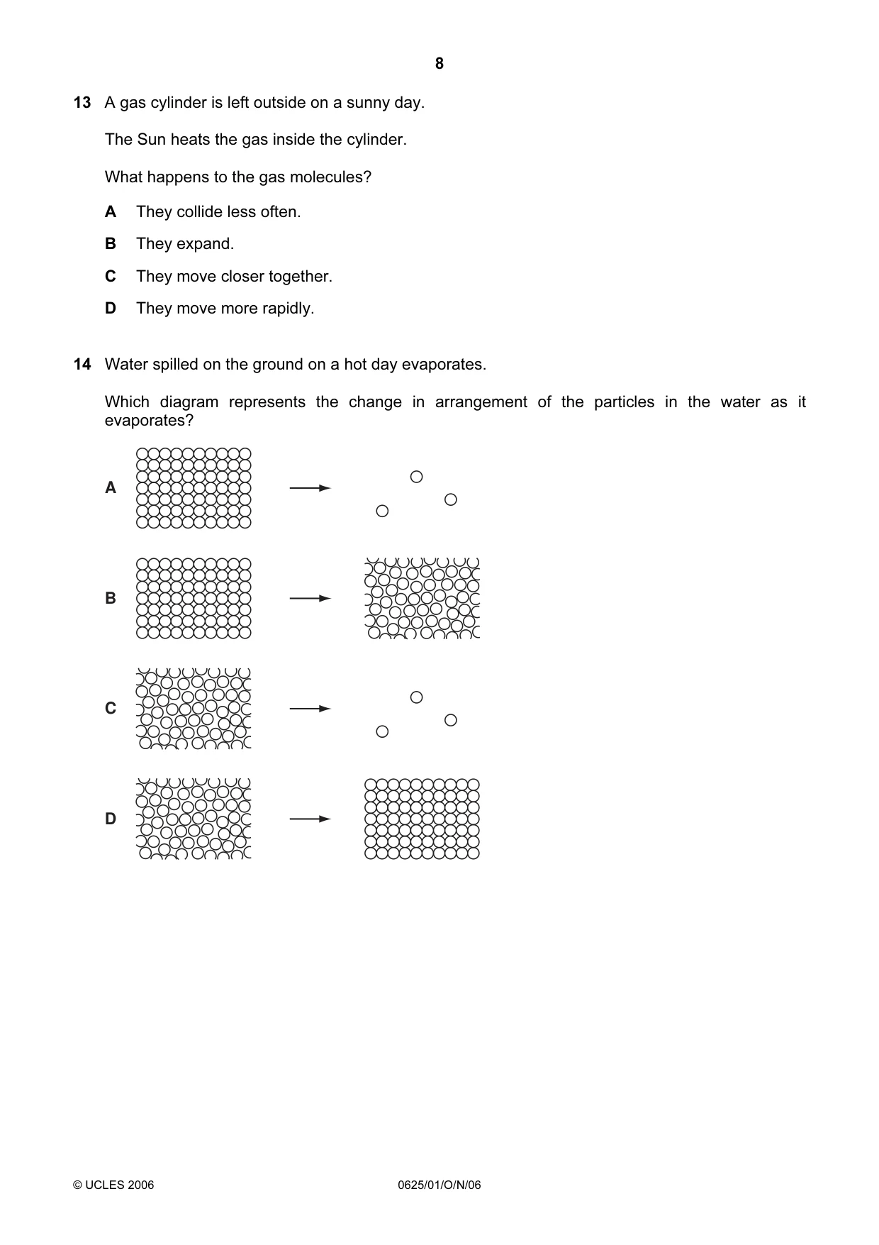 Cambridge IGCSE Physics 0625 2006 Oct/Nov Paper 1 · Variant 1 question paper, page 8 of 20