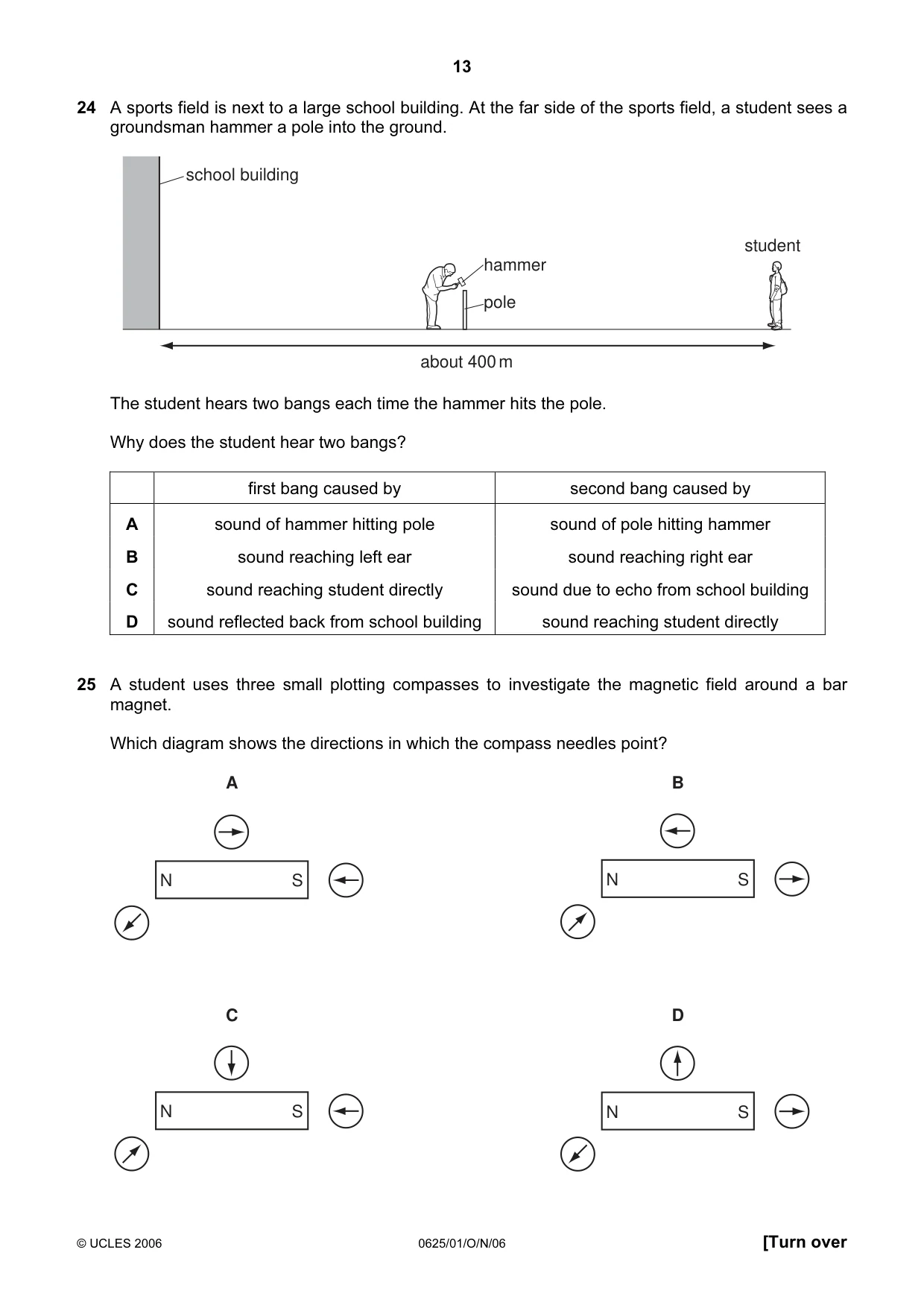 Cambridge IGCSE Physics 0625 2006 Oct/Nov Paper 1 · Variant 1 question paper, page 13 of 20