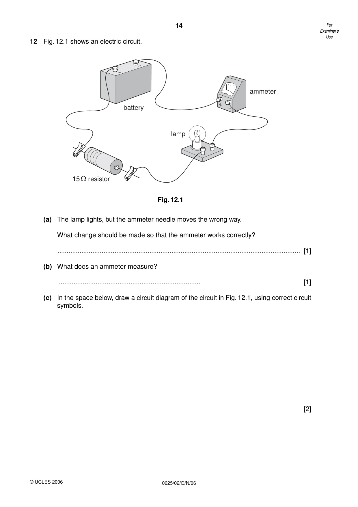 Cambridge IGCSE Physics 0625 2006 Oct/Nov Paper 2 · Variant 1 question paper, page 14 of 16