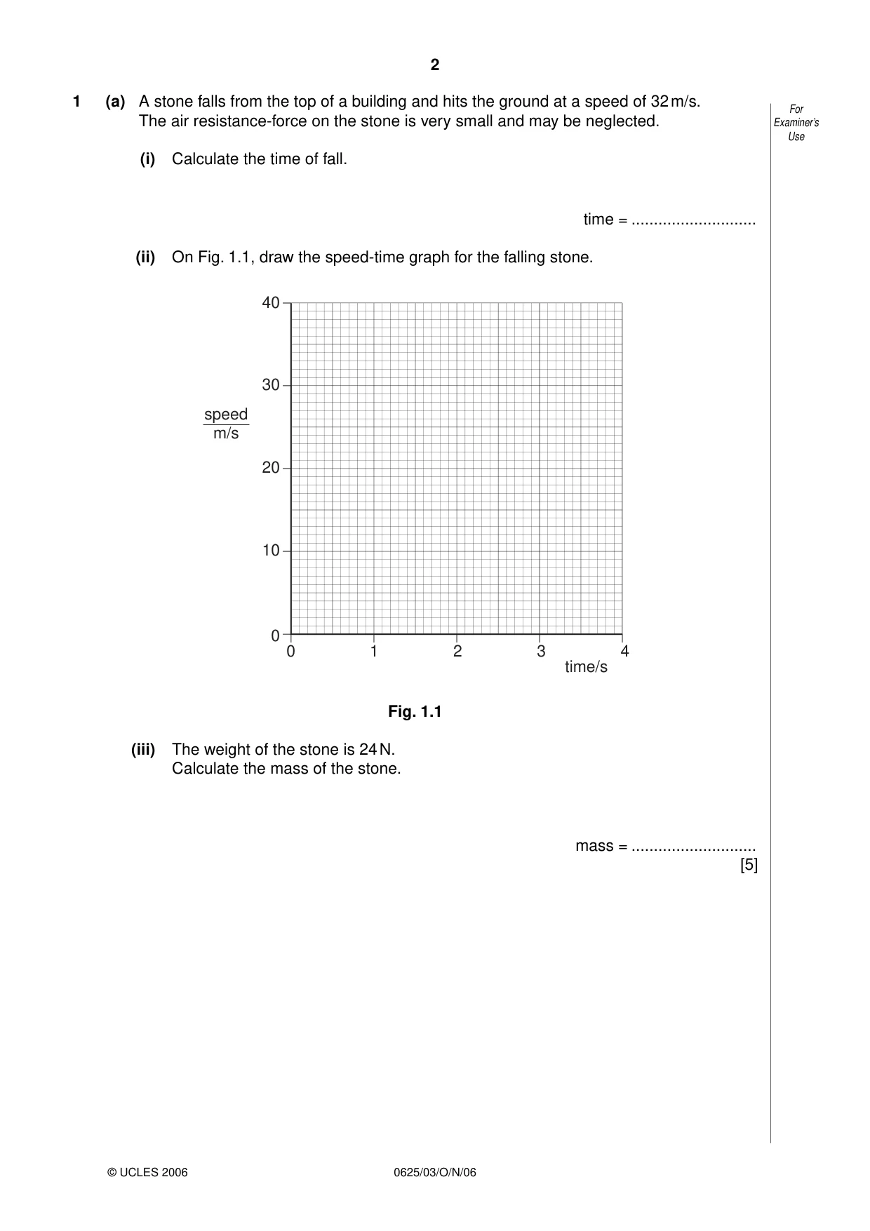 Cambridge IGCSE Physics 0625 2006 Oct/Nov Paper 3 · Variant 1 question paper, page 2 of 16