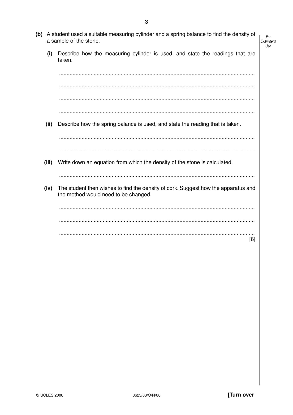 Cambridge IGCSE Physics 0625 2006 Oct/Nov Paper 3 · Variant 1 question paper, page 3 of 16