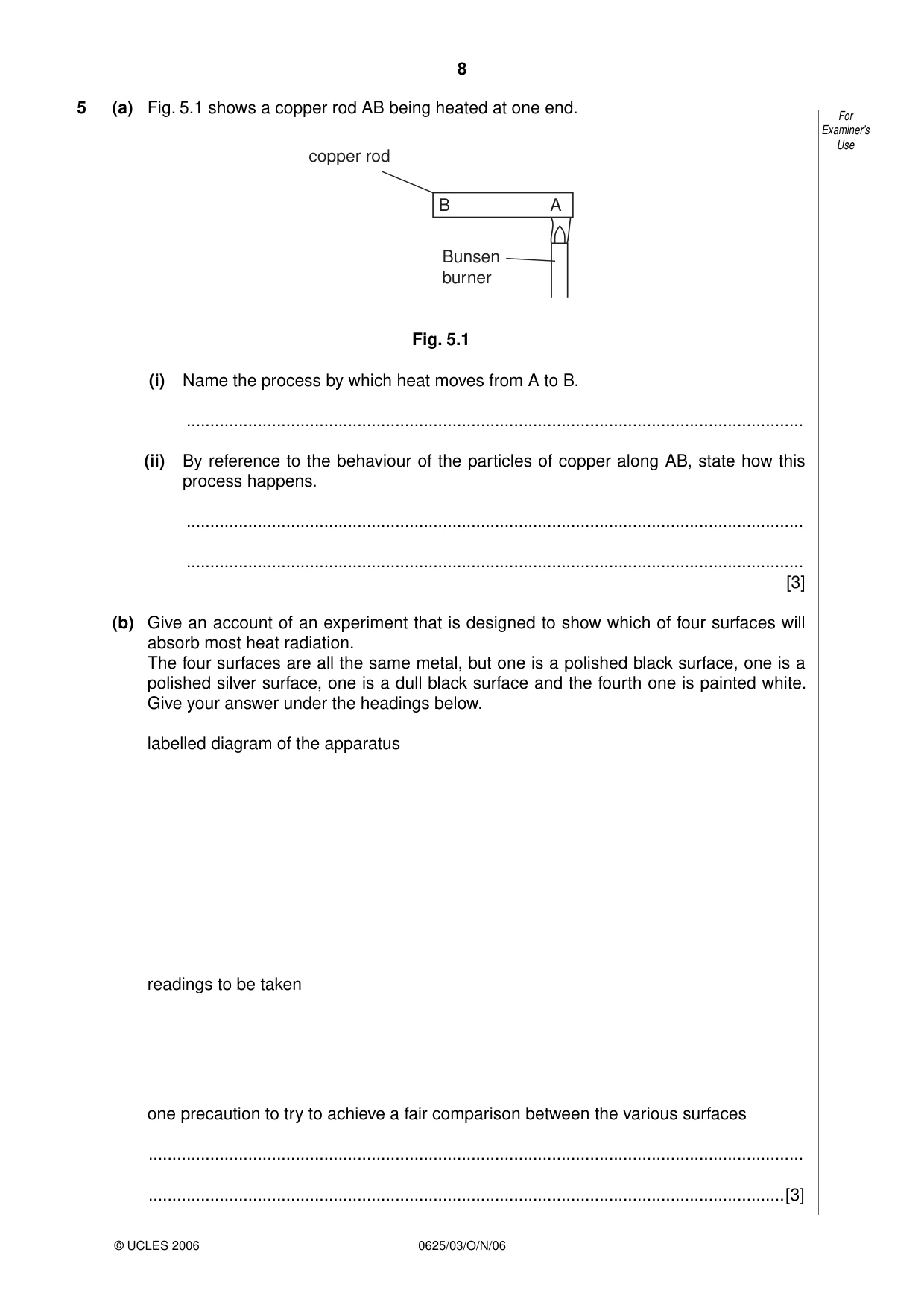 Cambridge IGCSE Physics 0625 2006 Oct/Nov Paper 3 · Variant 1 question paper, page 8 of 16