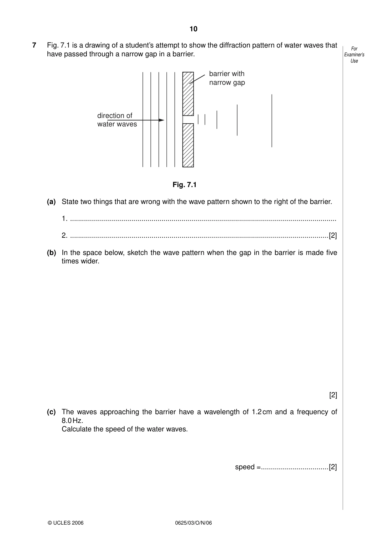 Cambridge IGCSE Physics 0625 2006 Oct/Nov Paper 3 · Variant 1 question paper, page 10 of 16