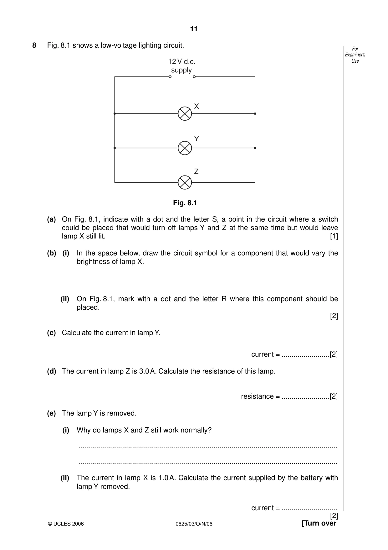 Cambridge IGCSE Physics 0625 2006 Oct/Nov Paper 3 · Variant 1 question paper, page 11 of 16