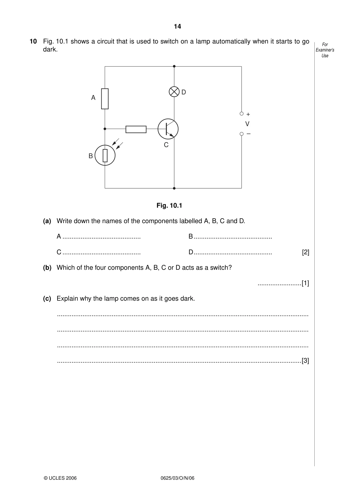 Cambridge IGCSE Physics 0625 2006 Oct/Nov Paper 3 · Variant 1 question paper, page 14 of 16