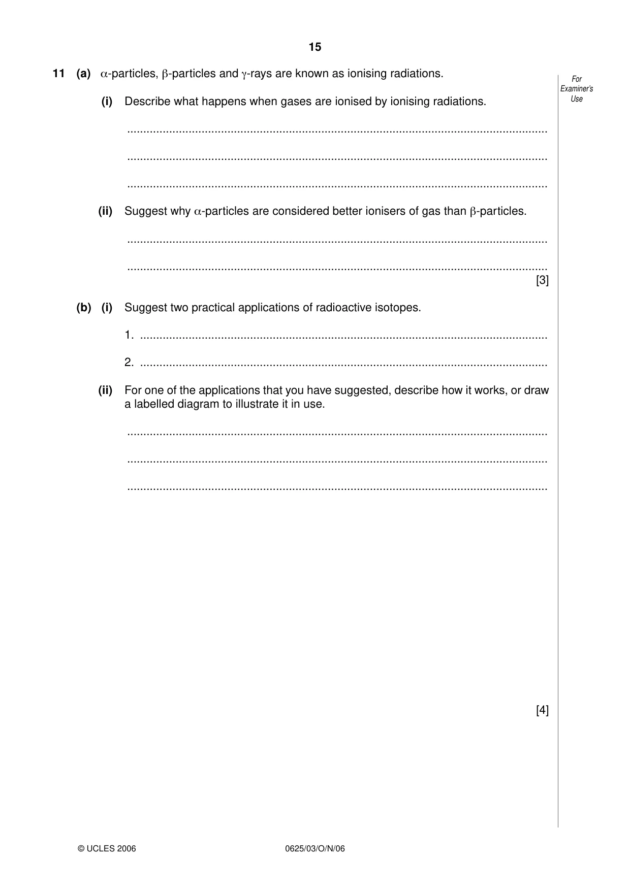 Cambridge IGCSE Physics 0625 2006 Oct/Nov Paper 3 · Variant 1 question paper, page 15 of 16