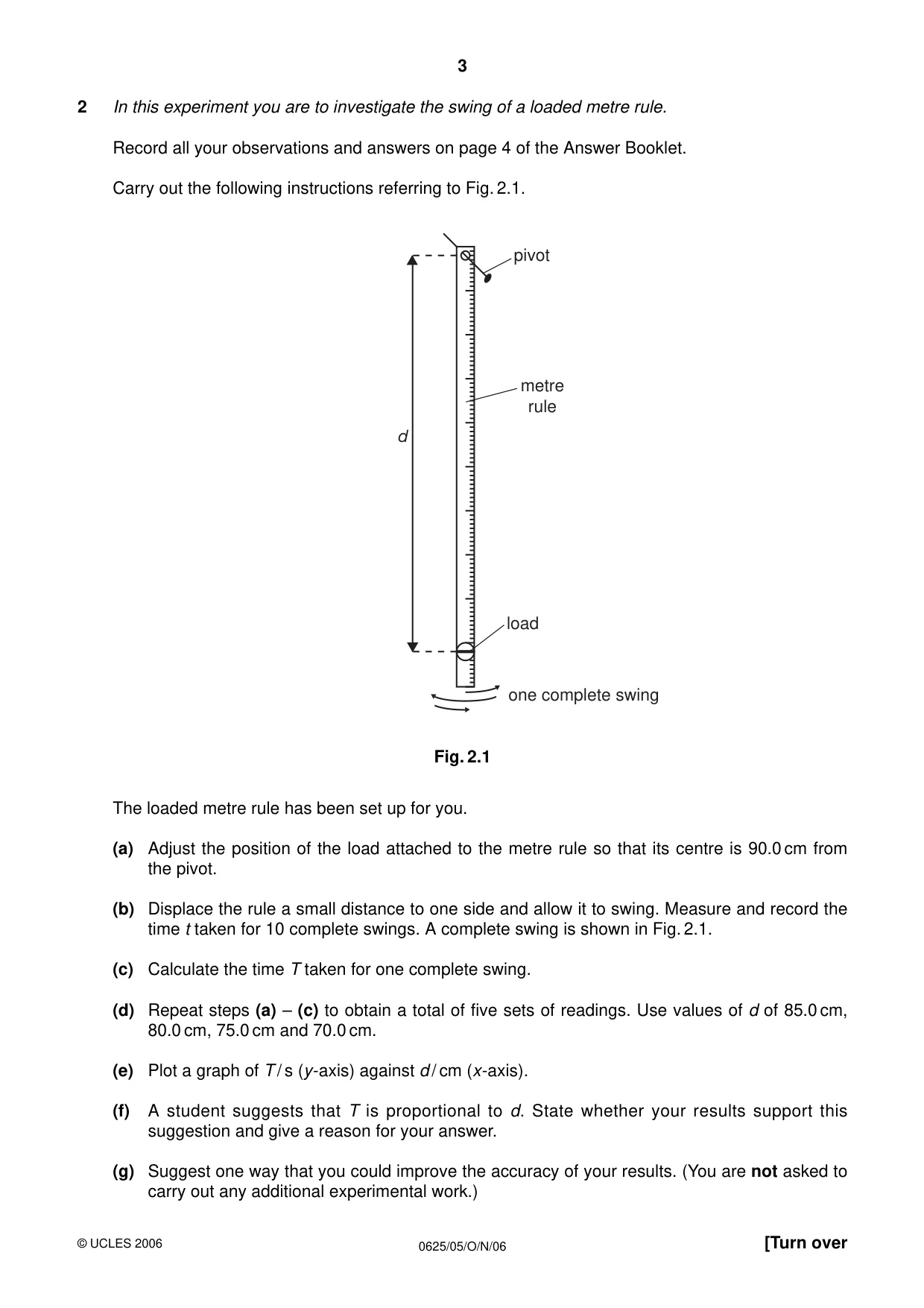 Cambridge IGCSE Physics 0625 2006 Oct/Nov Paper 5 · Variant 1 question paper, page 3 of 8