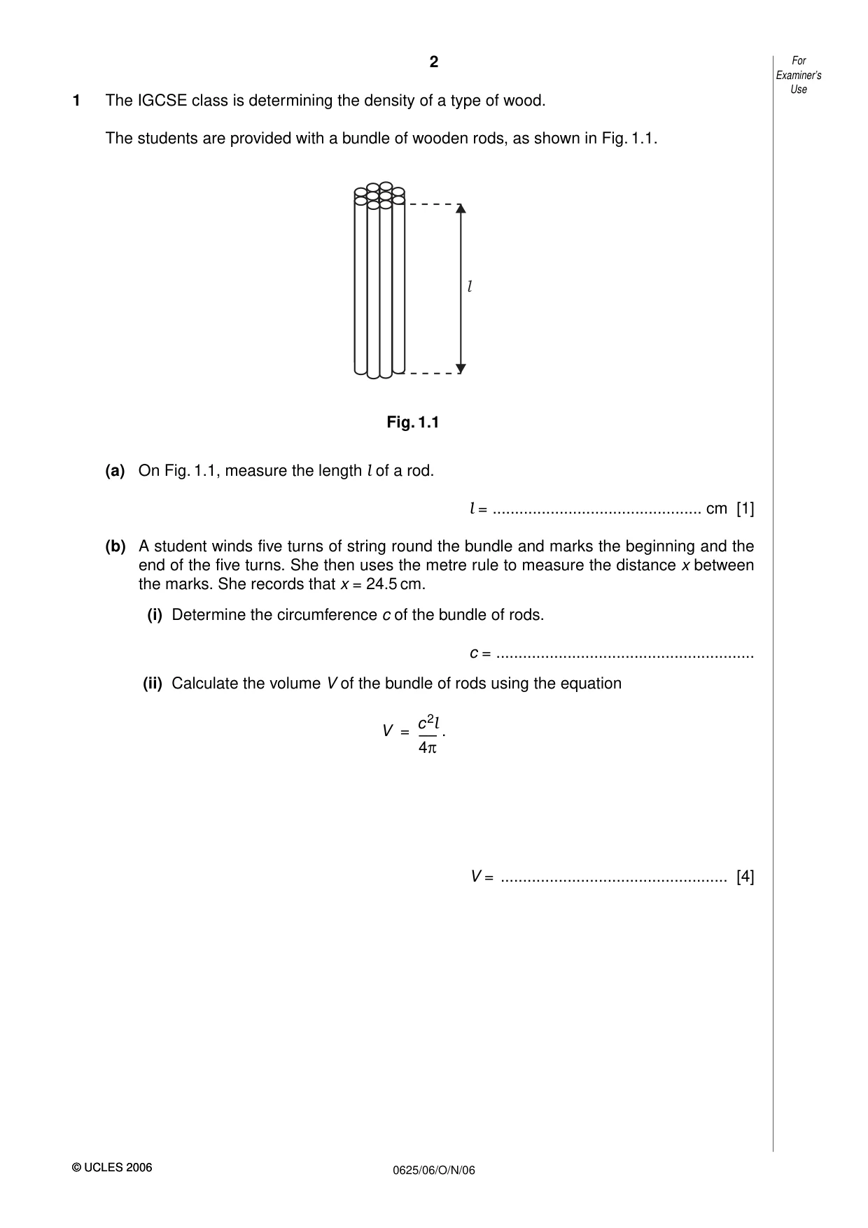 Cambridge IGCSE Physics 0625 2006 Oct/Nov Paper 6 · Variant 1 question paper, page 2 of 12