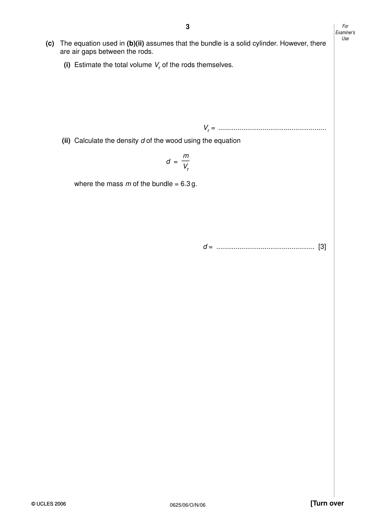 Cambridge IGCSE Physics 0625 2006 Oct/Nov Paper 6 · Variant 1 question paper, page 3 of 12