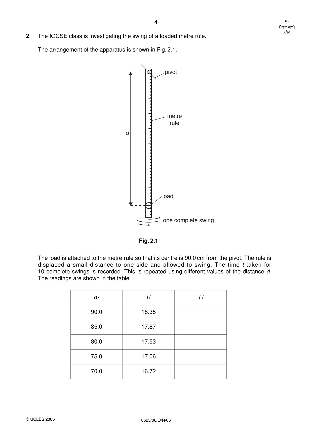Cambridge IGCSE Physics 0625 2006 Oct/Nov Paper 6 · Variant 1 question paper, page 4 of 12