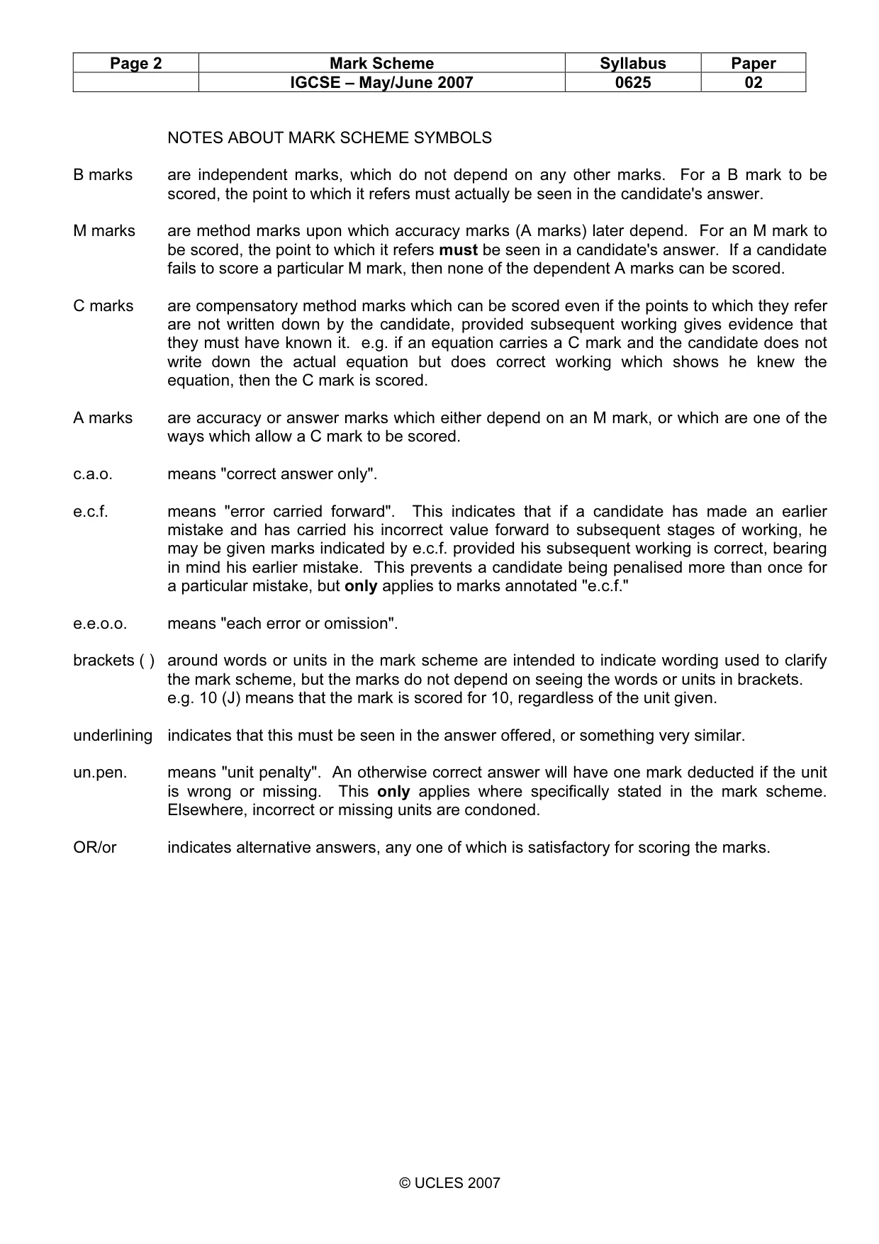 Mark scheme, page 2 of 6