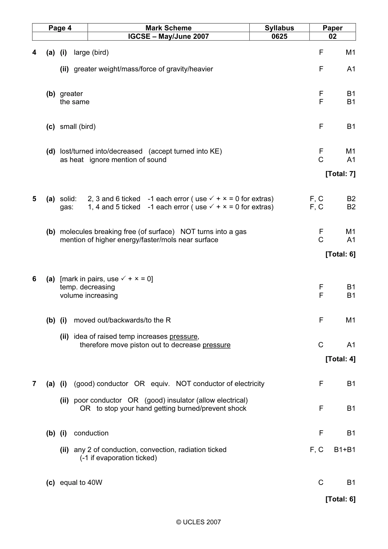 Mark scheme, page 4 of 6