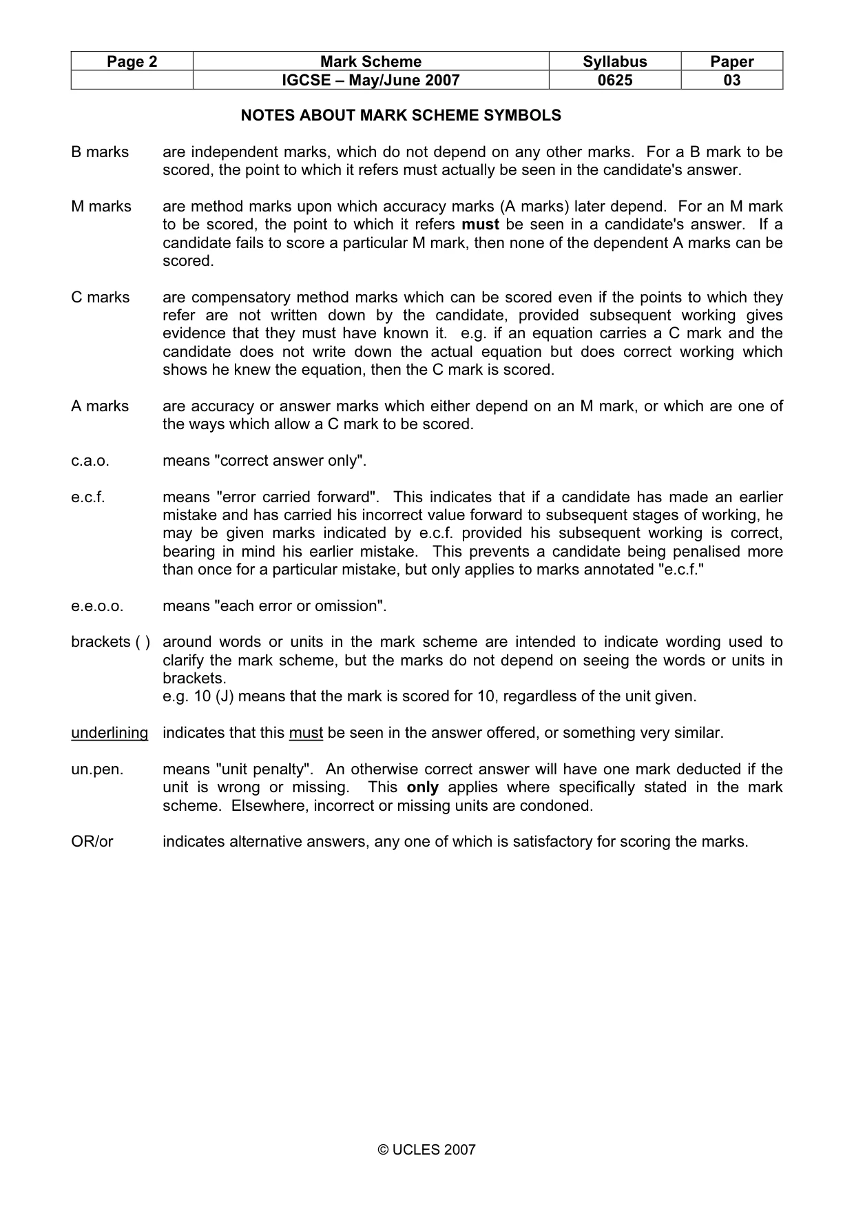 Mark scheme, page 2 of 7
