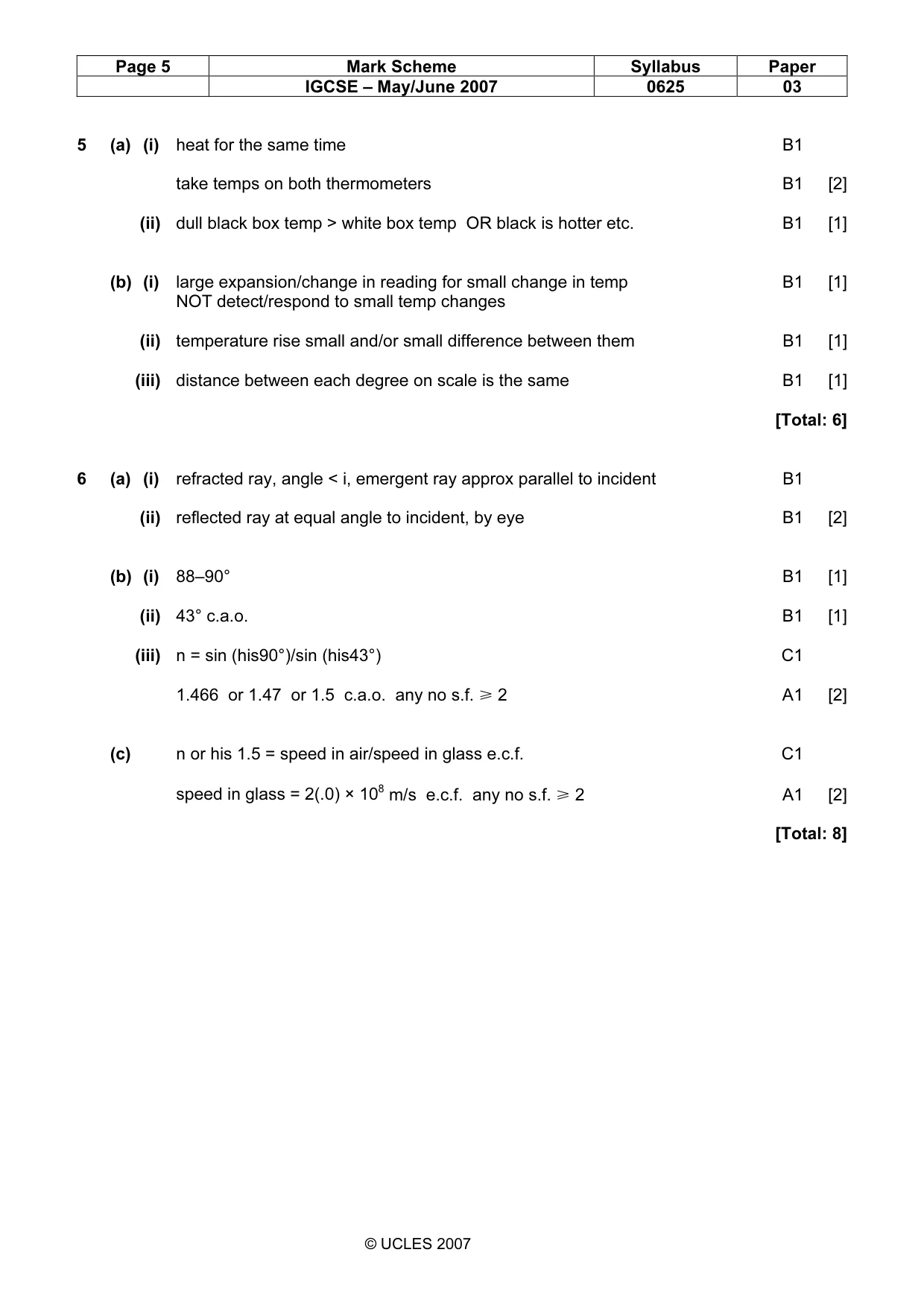 Mark scheme, page 5 of 7
