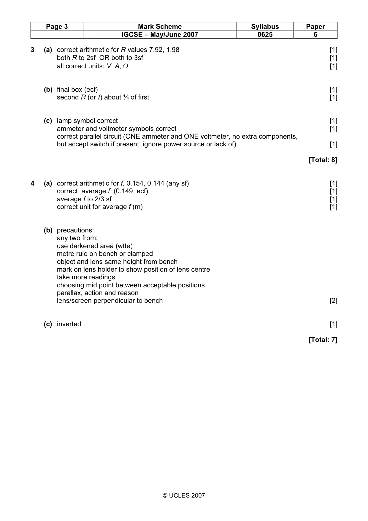 Mark scheme, page 3 of 4