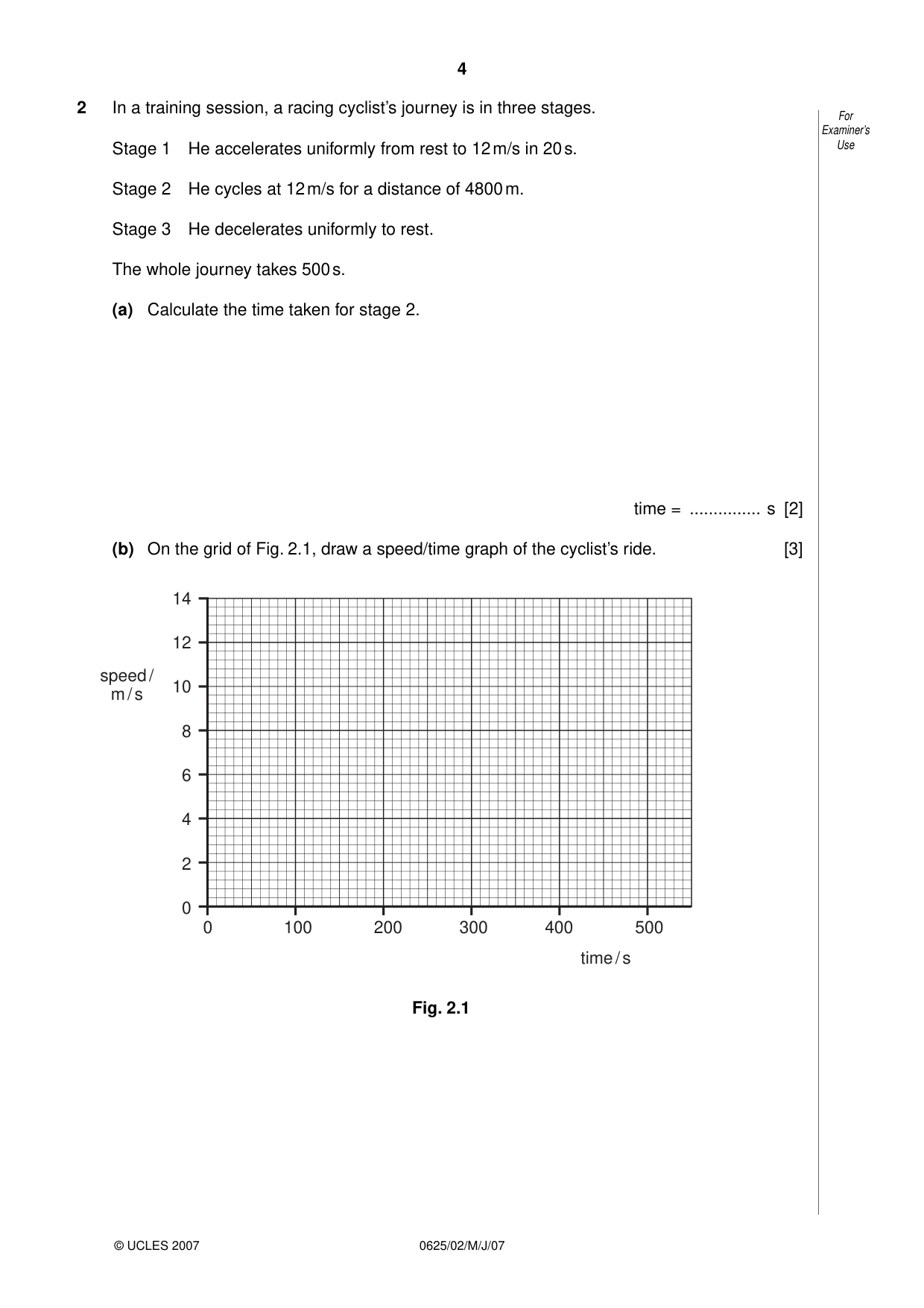 Cambridge IGCSE Physics 0625 2007 May/June Paper 2 · Variant 1 question paper, page 4 of 20