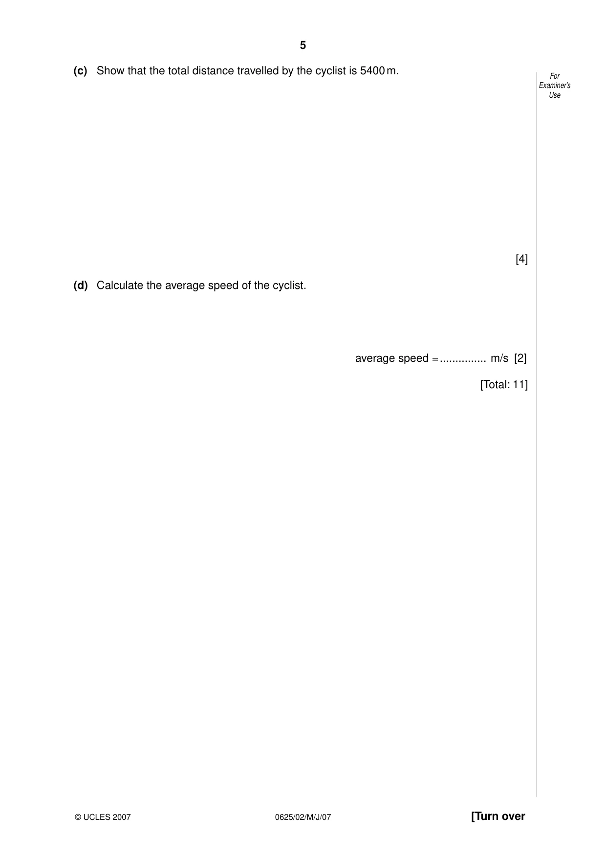 Cambridge IGCSE Physics 0625 2007 May/June Paper 2 · Variant 1 question paper, page 5 of 20
