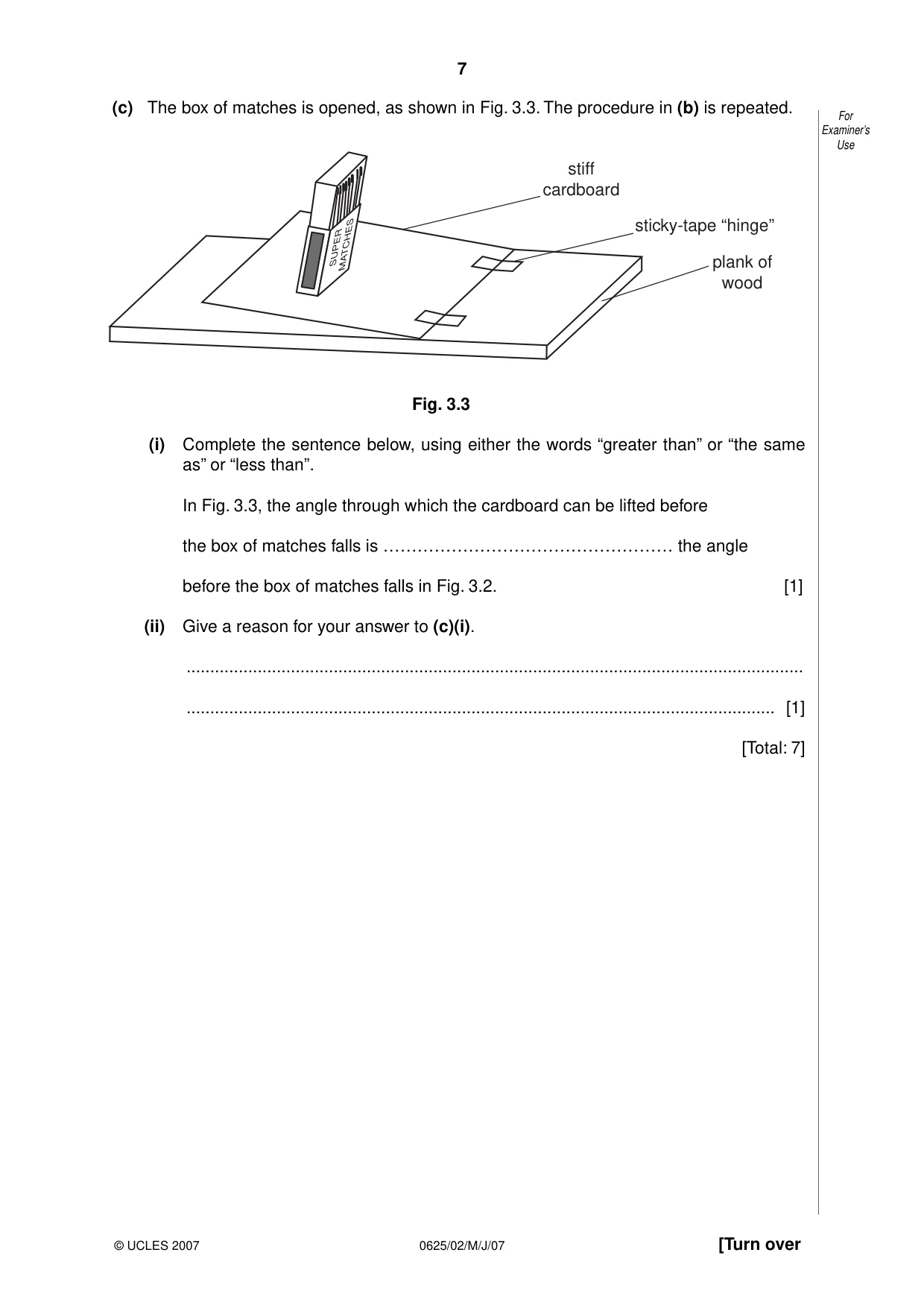 Cambridge IGCSE Physics 0625 2007 May/June Paper 2 · Variant 1 question paper, page 7 of 20
