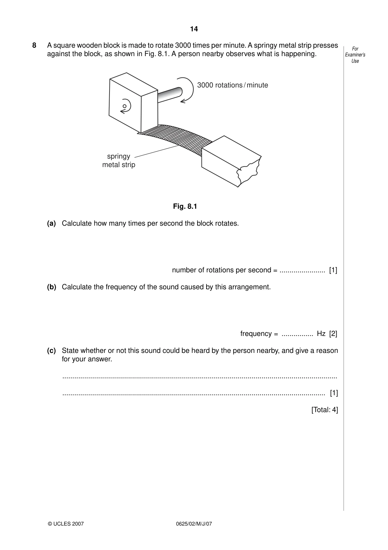 Cambridge IGCSE Physics 0625 2007 May/June Paper 2 · Variant 1 question paper, page 14 of 20