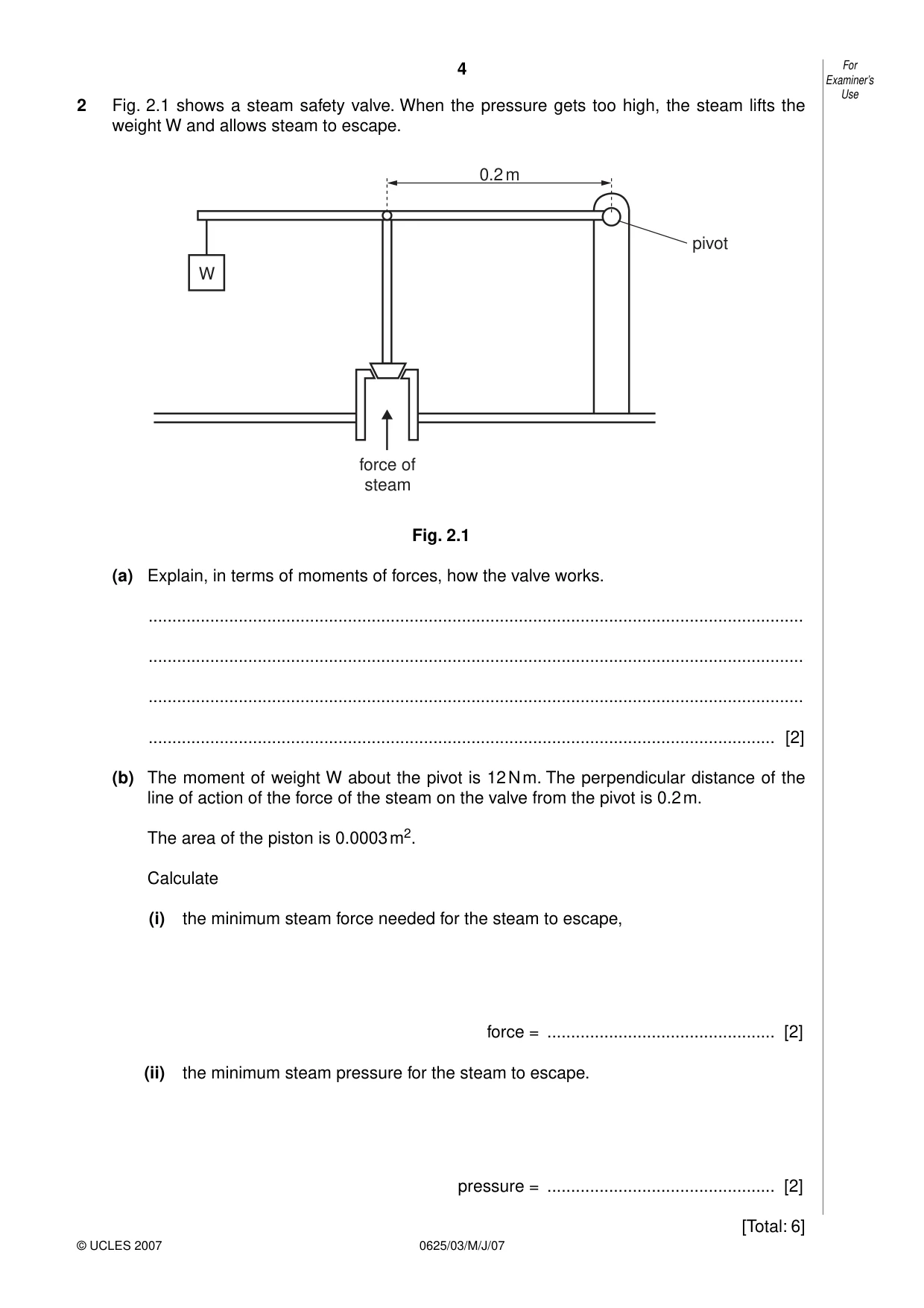 Cambridge IGCSE Physics 0625 2007 May/June Paper 3 · Variant 1 question paper, page 4 of 16