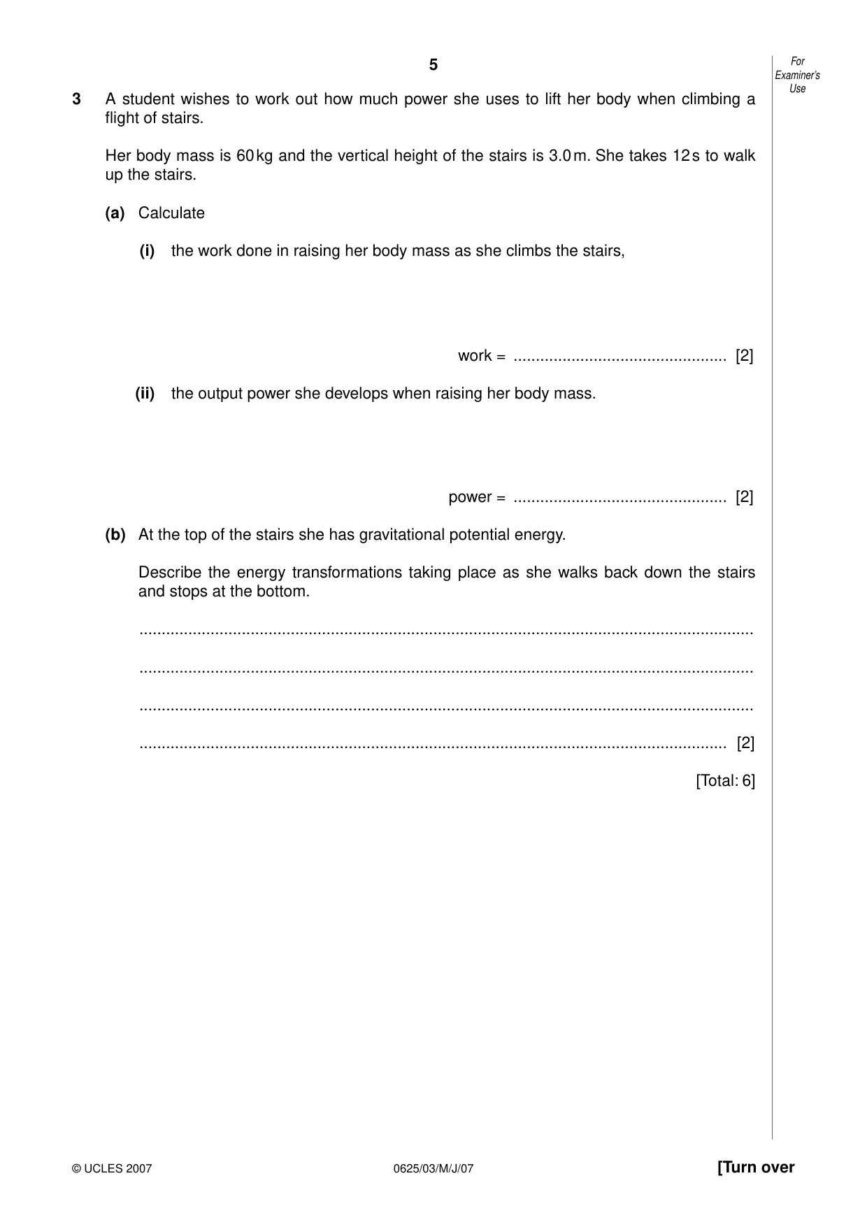 Cambridge IGCSE Physics 0625 2007 May/June Paper 3 · Variant 1 question paper, page 5 of 16