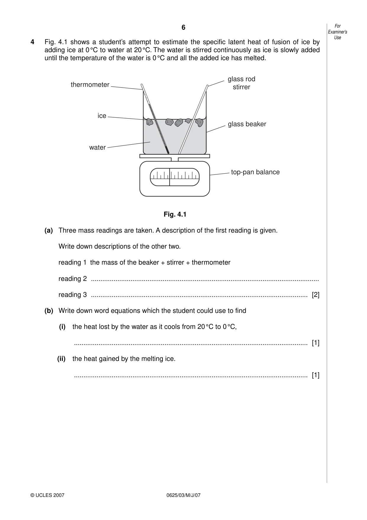 Cambridge IGCSE Physics 0625 2007 May/June Paper 3 · Variant 1 question paper, page 6 of 16