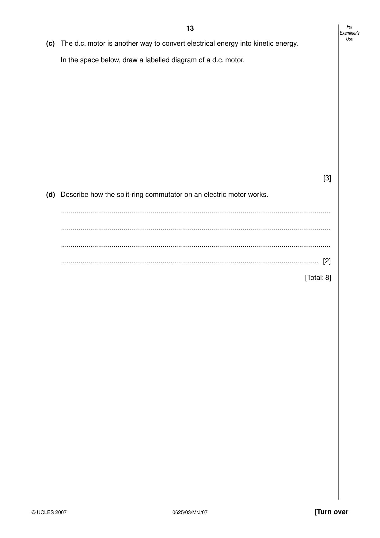 Cambridge IGCSE Physics 0625 2007 May/June Paper 3 · Variant 1 question paper, page 13 of 16