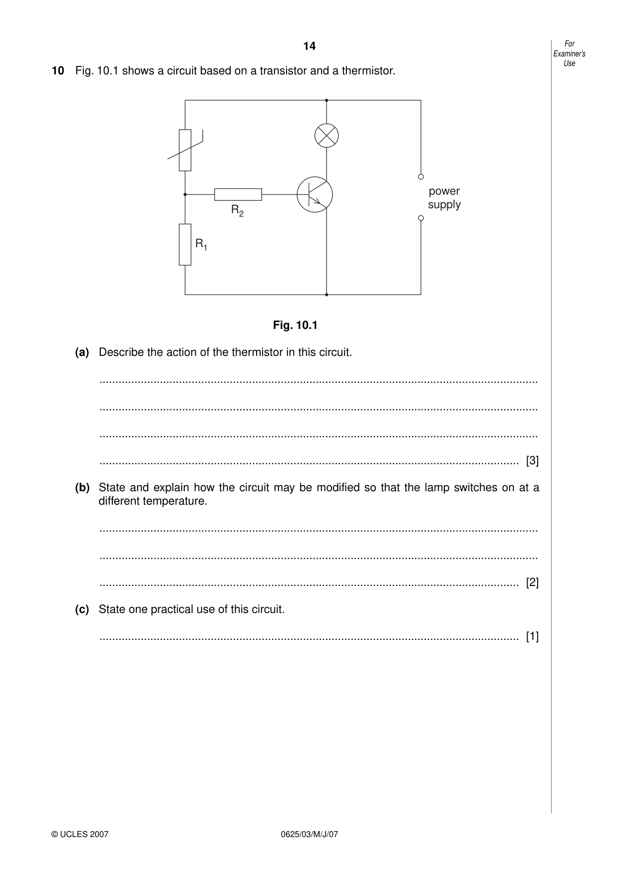 Cambridge IGCSE Physics 0625 2007 May/June Paper 3 · Variant 1 question paper, page 14 of 16