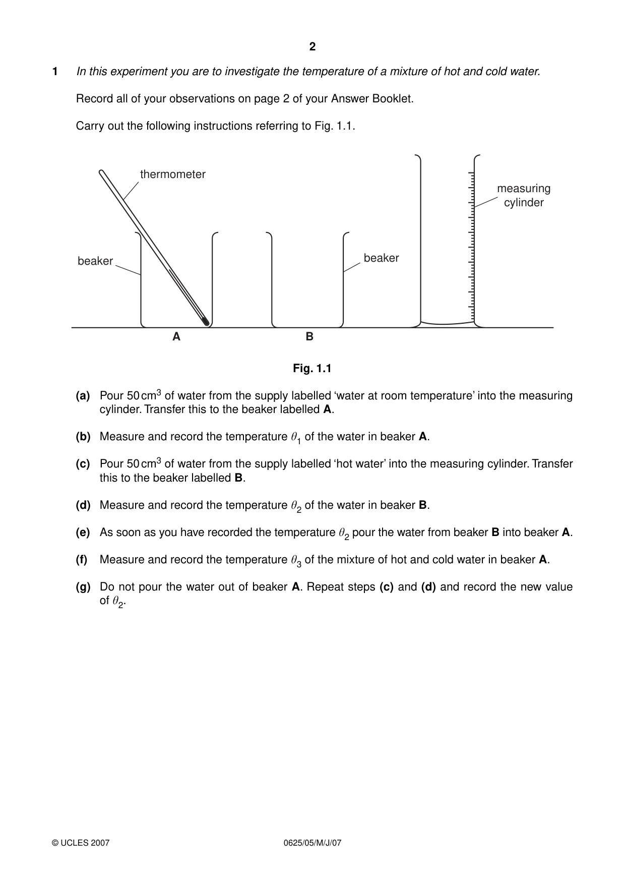 Cambridge IGCSE Physics 0625 2007 May/June Paper 5 · Variant 1 question paper, page 2 of 8