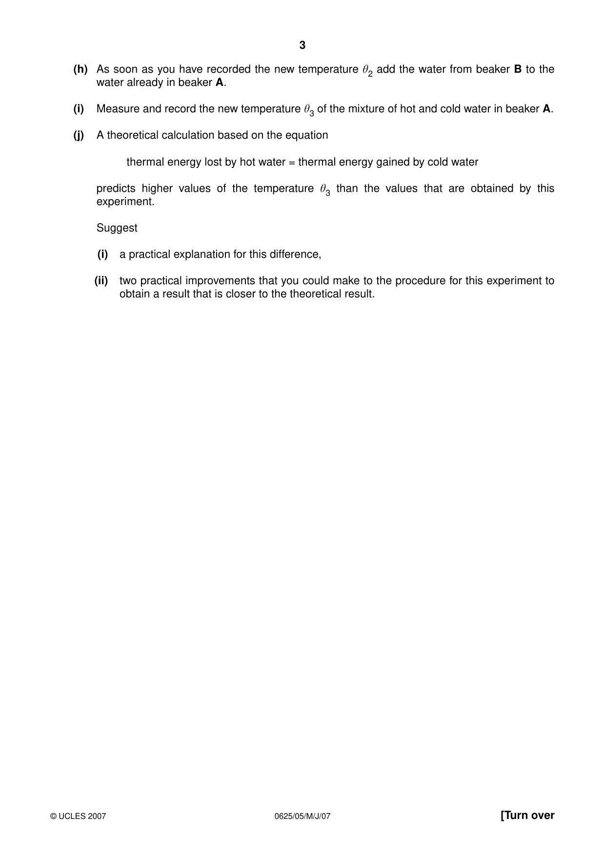 Cambridge IGCSE Physics 0625 2007 May/June Paper 5 · Variant 1 question paper, page 3 of 8