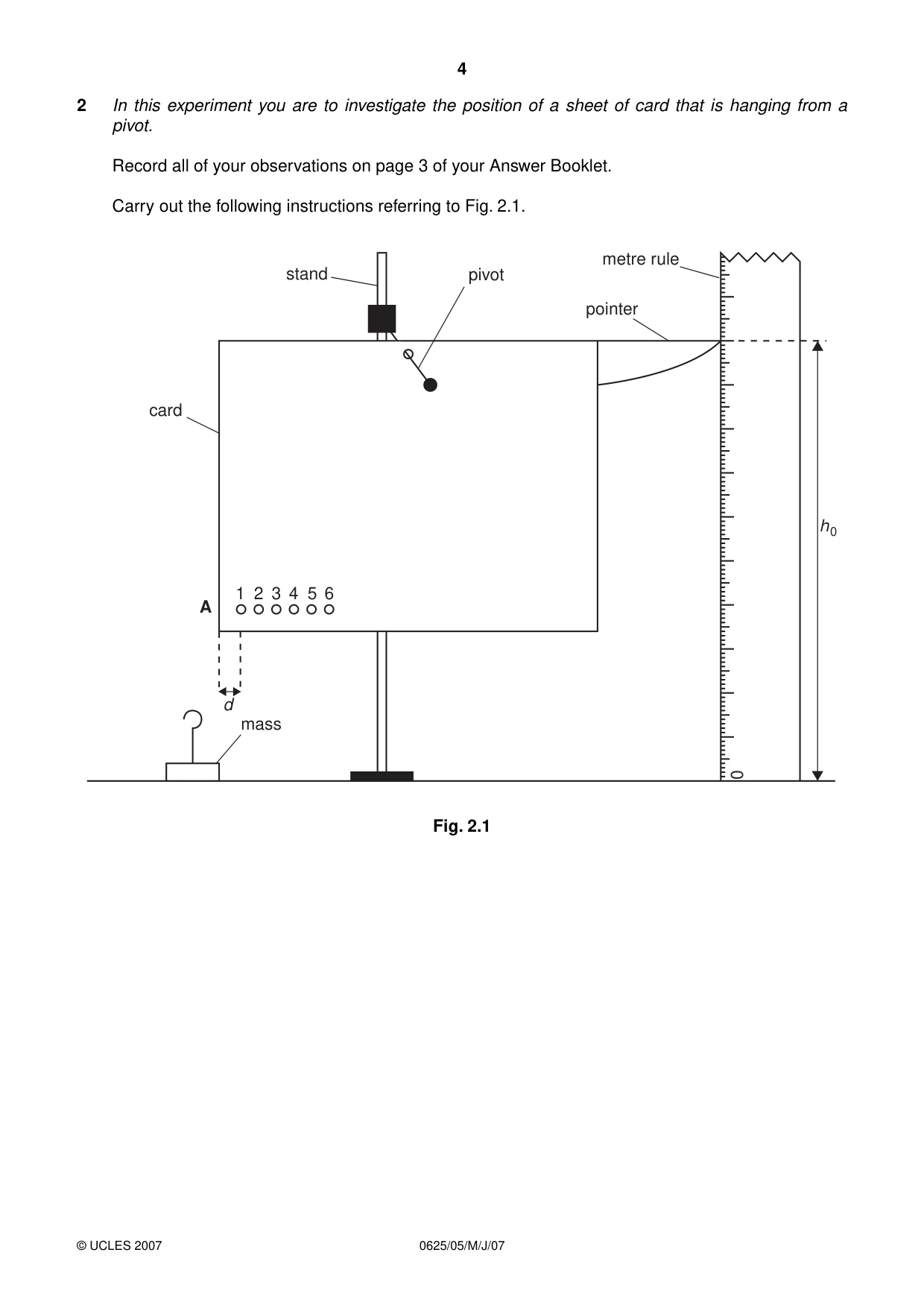 Cambridge IGCSE Physics 0625 2007 May/June Paper 5 · Variant 1 question paper, page 4 of 8