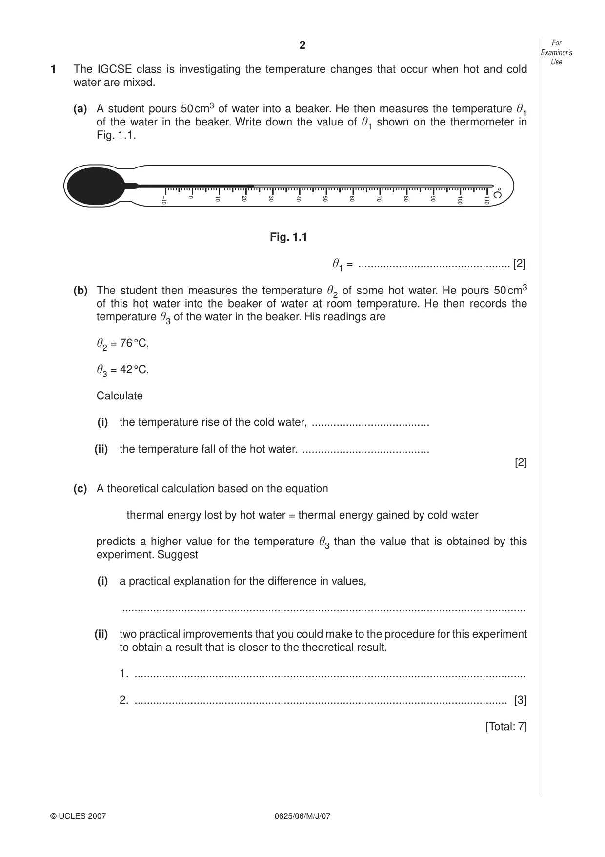 Cambridge IGCSE Physics 0625 2007 May/June Paper 6 · Variant 1 question paper, page 2 of 12