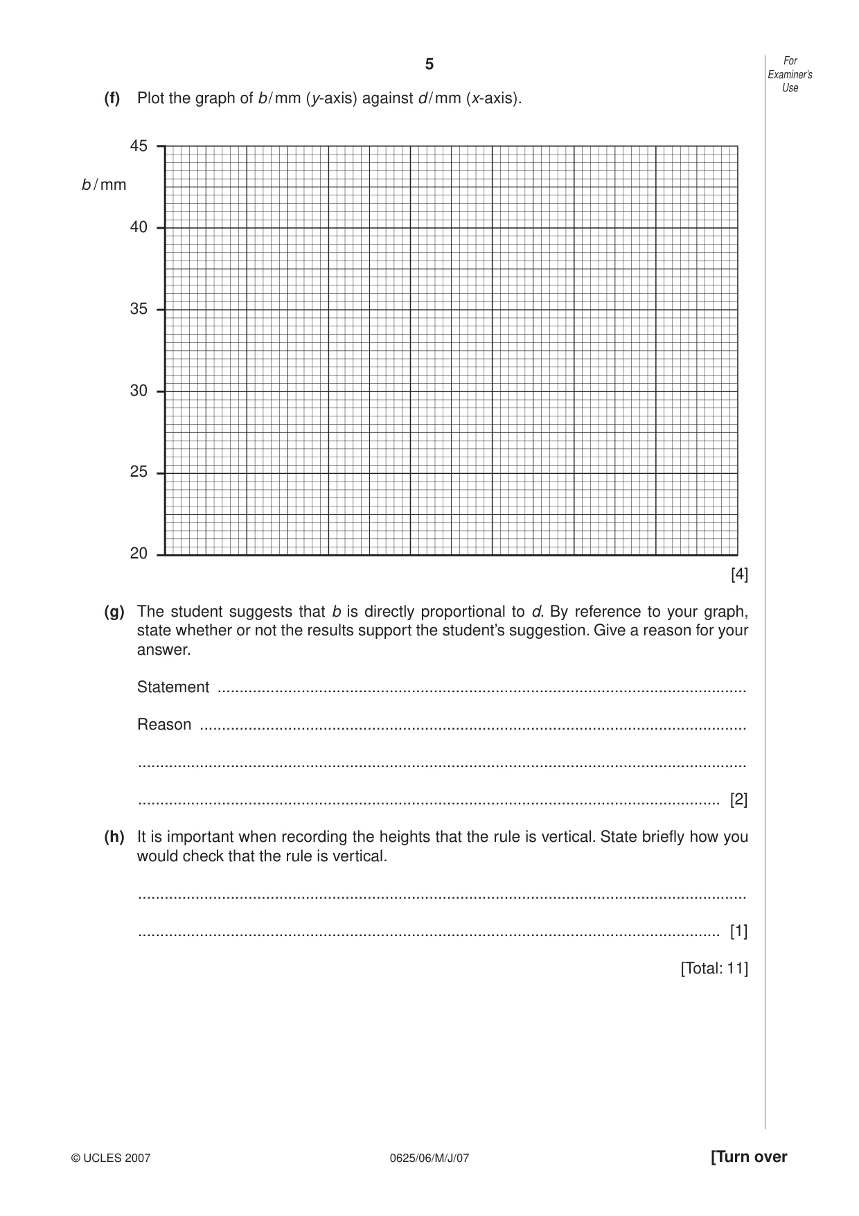 Cambridge IGCSE Physics 0625 2007 May/June Paper 6 · Variant 1 question paper, page 5 of 12