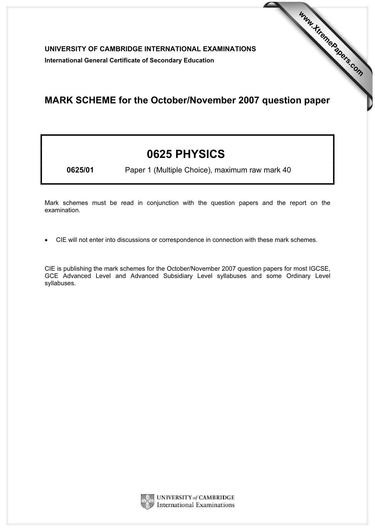 Mark scheme, page 1 of 2