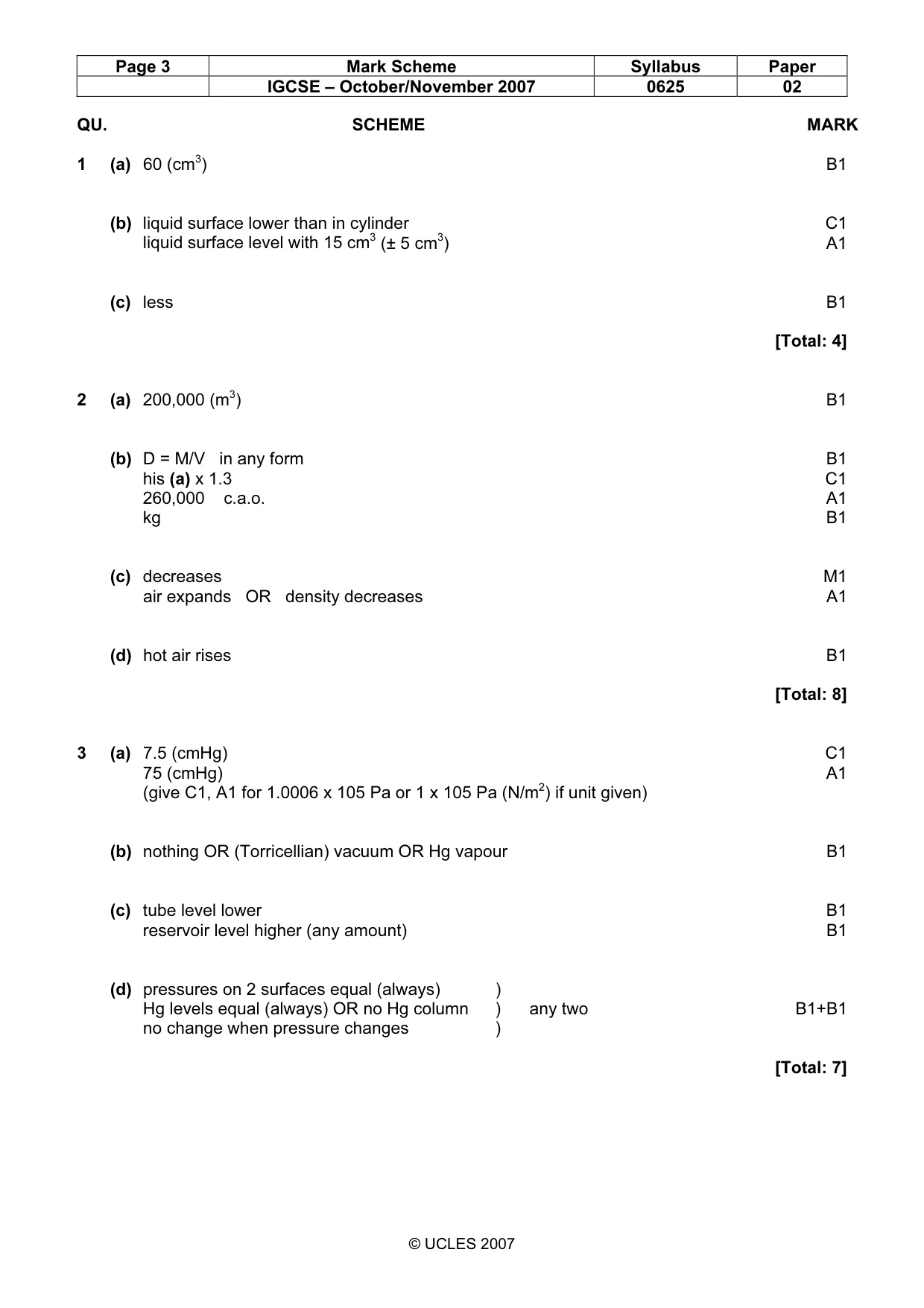 Mark scheme, page 3 of 6