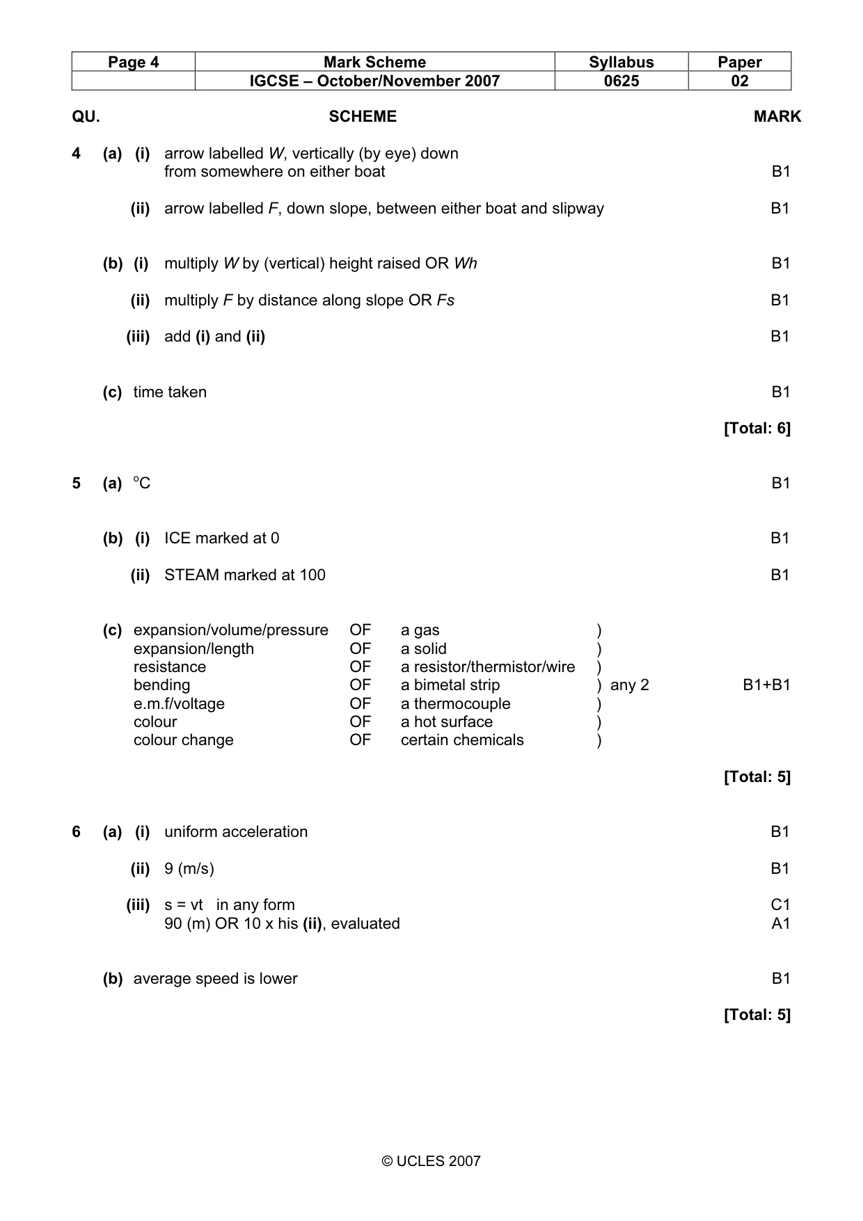 Mark scheme, page 4 of 6