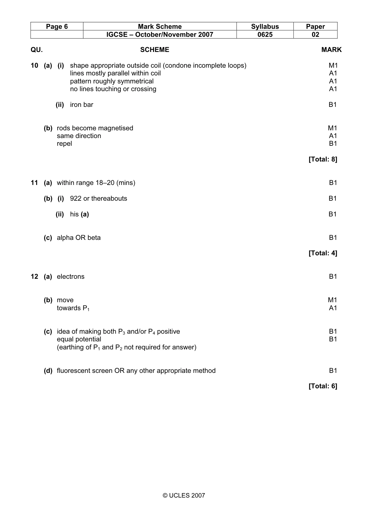 Mark scheme, page 6 of 6
