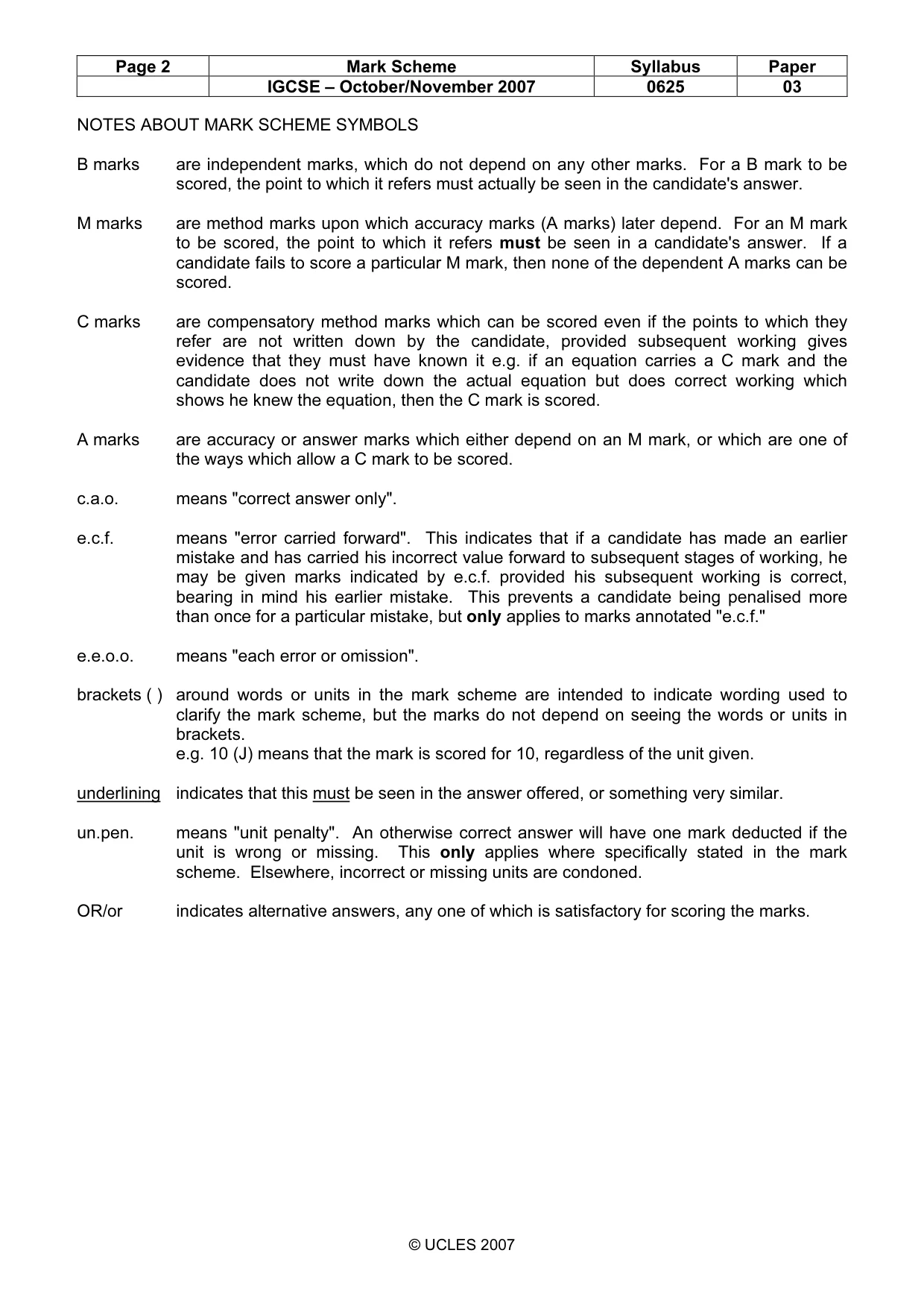 Mark scheme, page 2 of 7