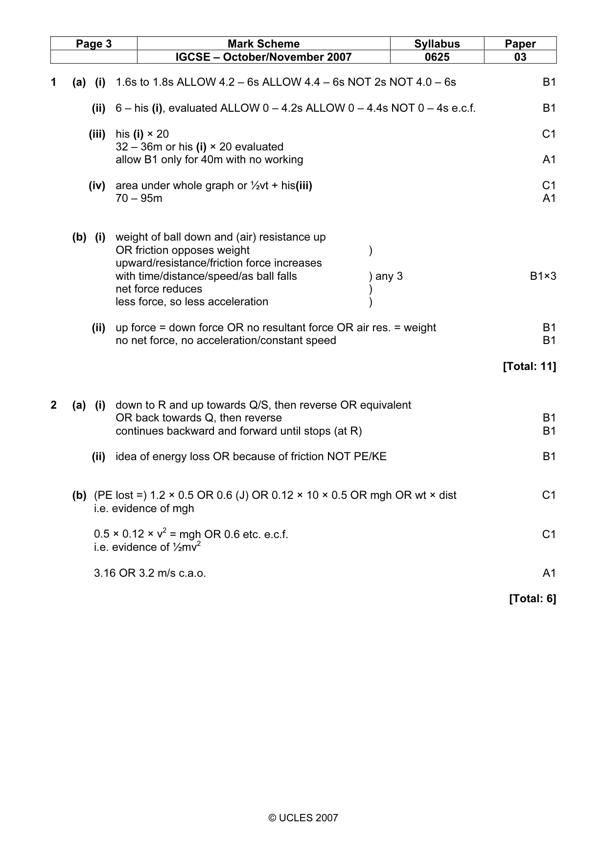 Mark scheme, page 3 of 7