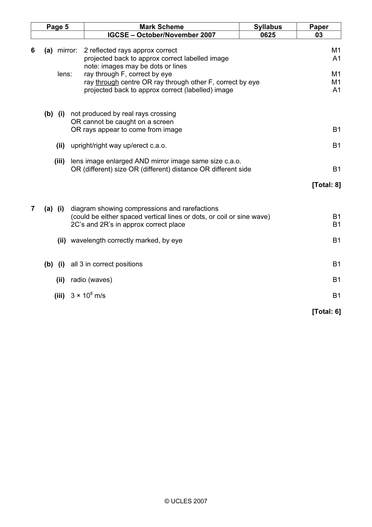Mark scheme, page 5 of 7