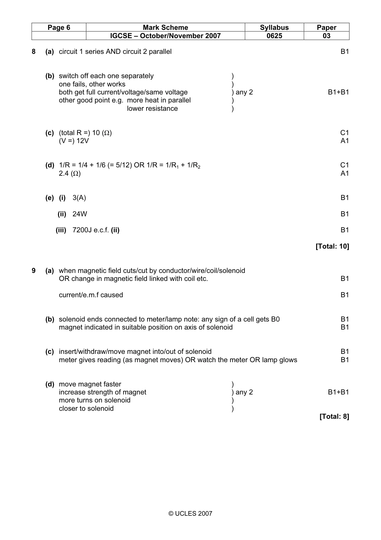 Mark scheme, page 6 of 7