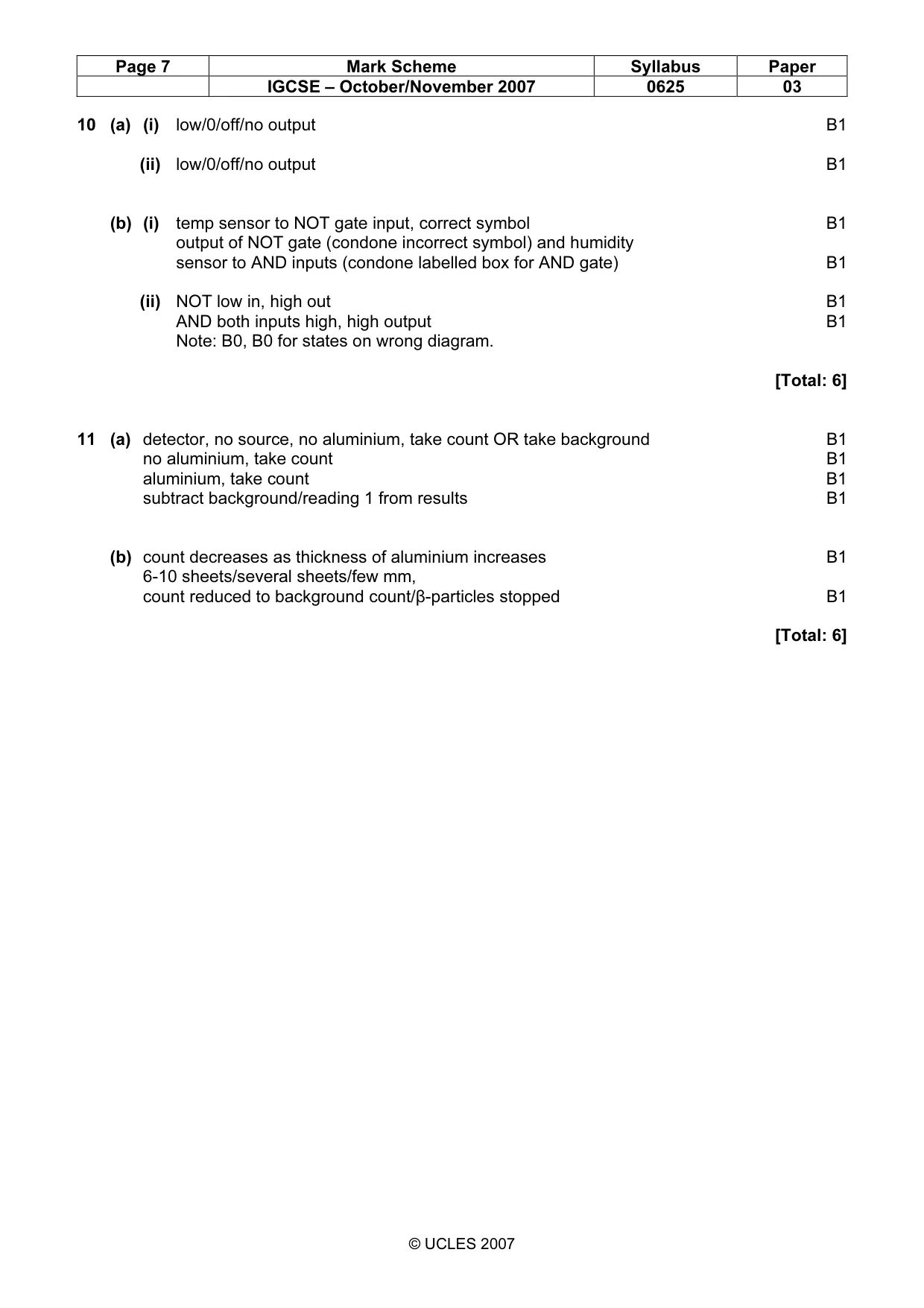 Mark scheme, page 7 of 7