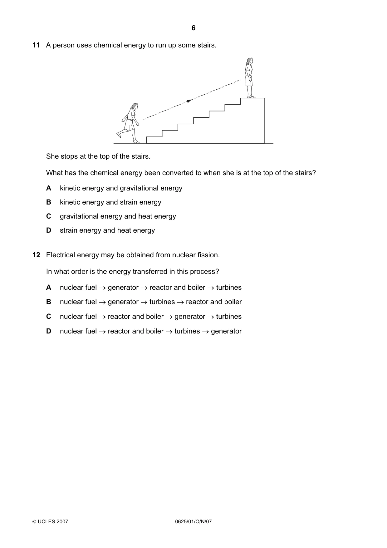 Cambridge IGCSE Physics 0625 2007 Oct/Nov Paper 1 · Variant 1 question paper, page 6 of 20