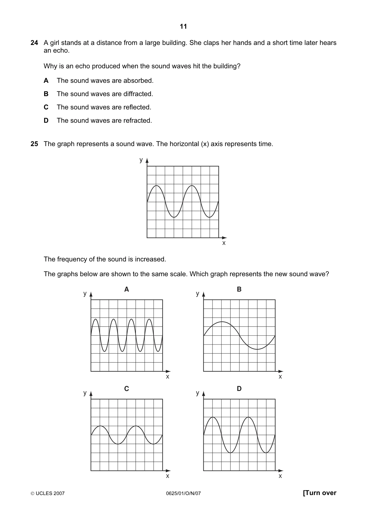 Cambridge IGCSE Physics 0625 2007 Oct/Nov Paper 1 · Variant 1 question paper, page 11 of 20
