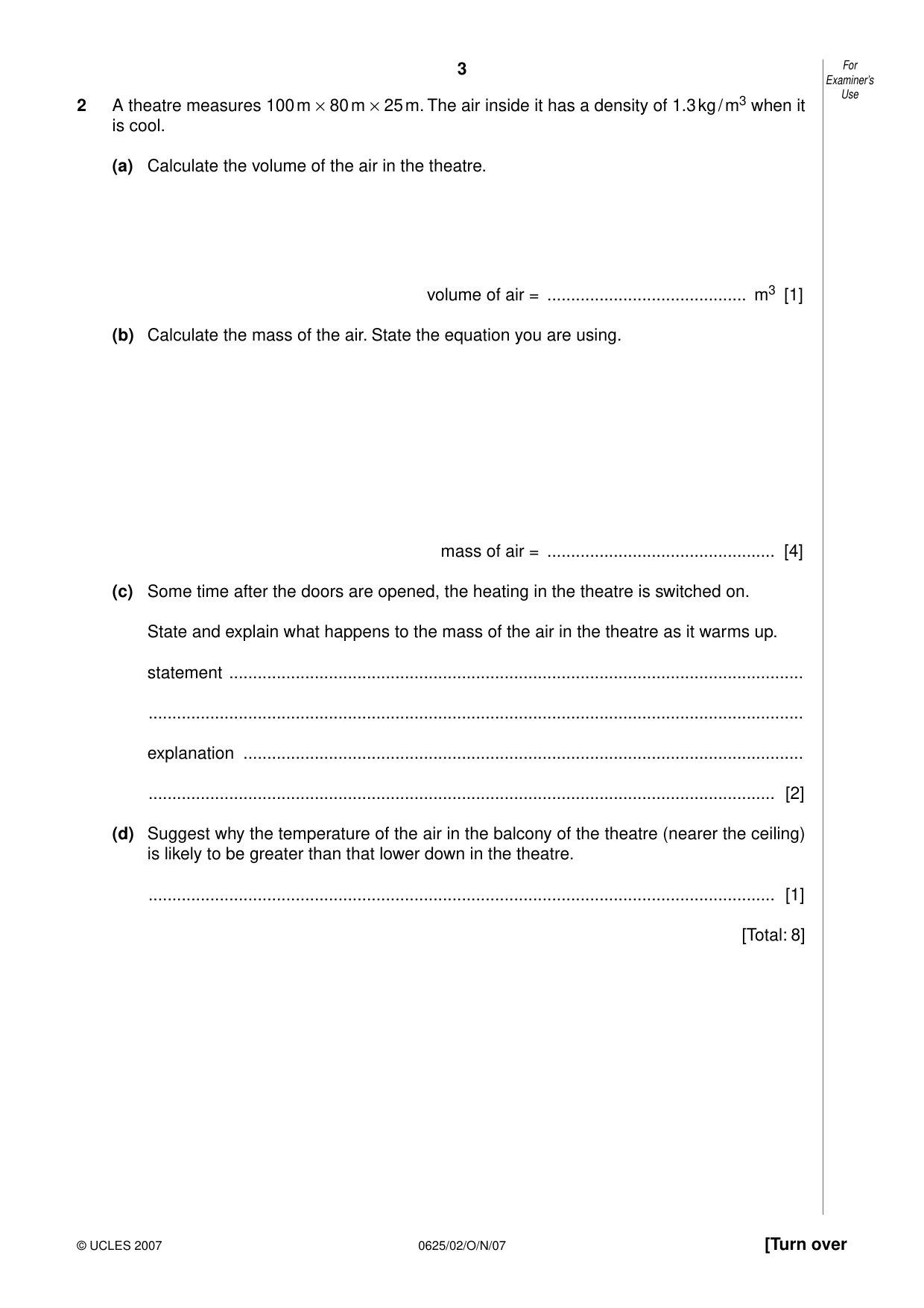 Cambridge IGCSE Physics 0625 2007 Oct/Nov Paper 2 · Variant 1 question paper, page 3 of 16